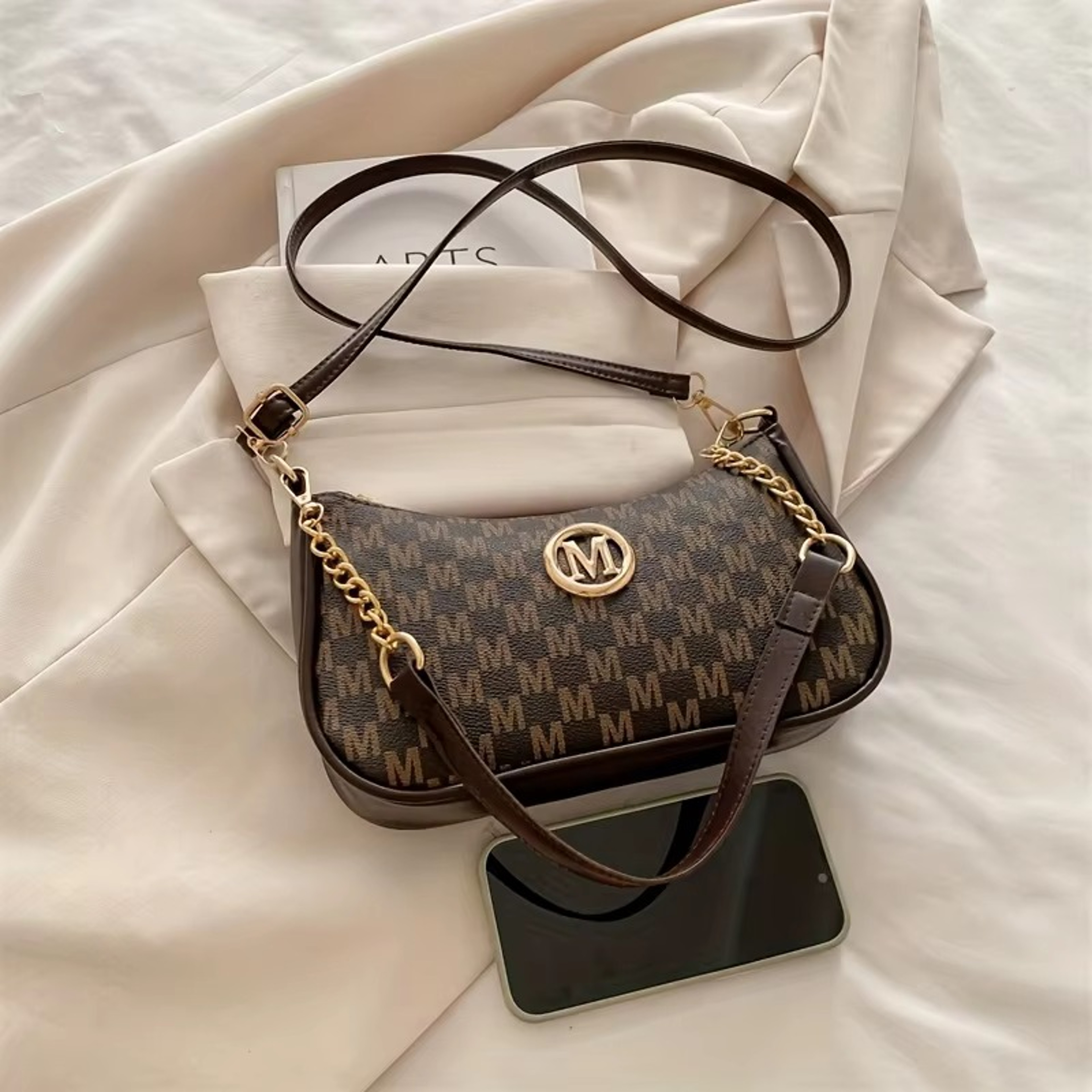 Adjustable Strap Women Messenger Vintage Style Handbag Sophisticated Shoulder Bag Tote Bag Purse 1