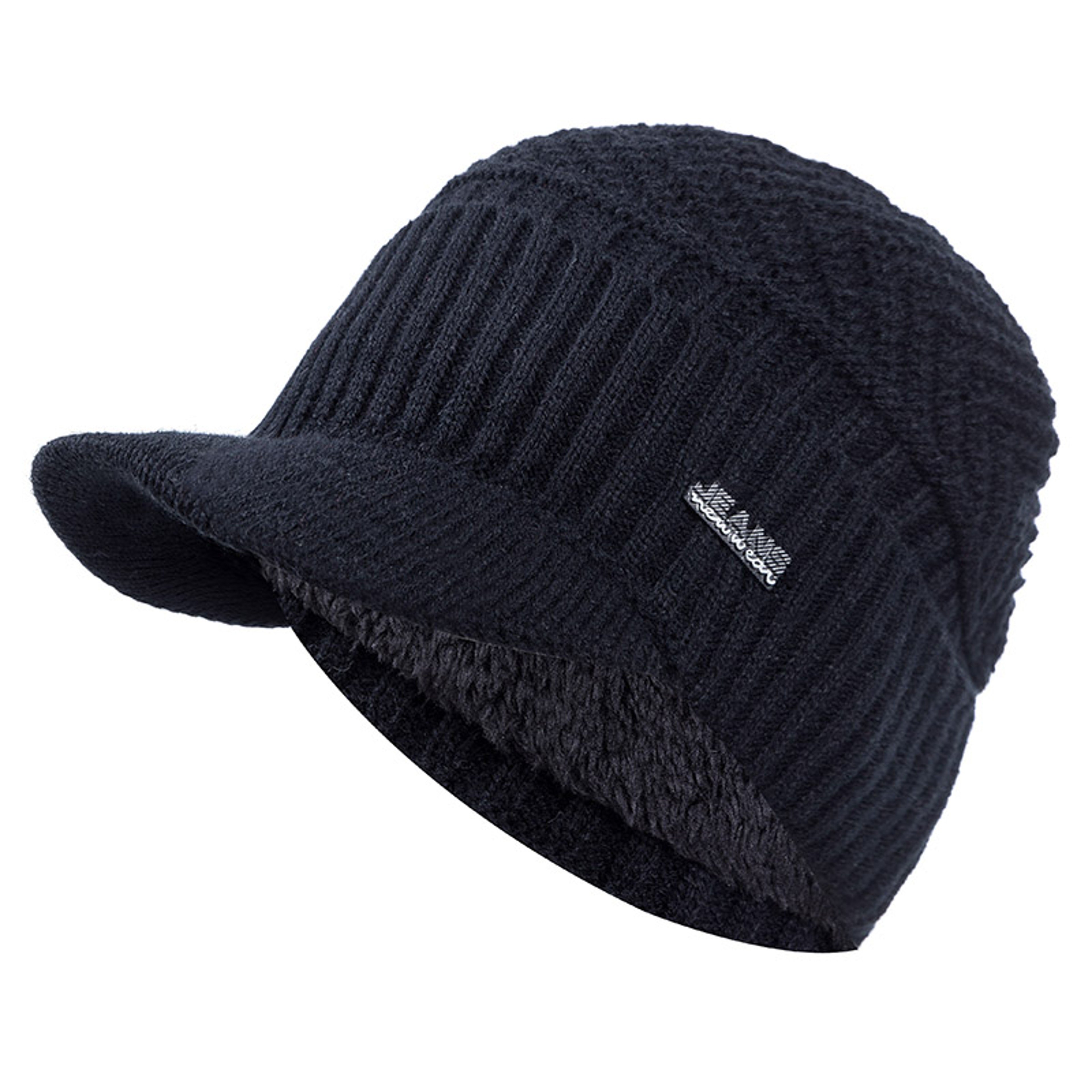 Stylish Unisex Winter Hats Fur Lined Soft Beanie Thick Knitted Cap With Brim For Men  Women 0