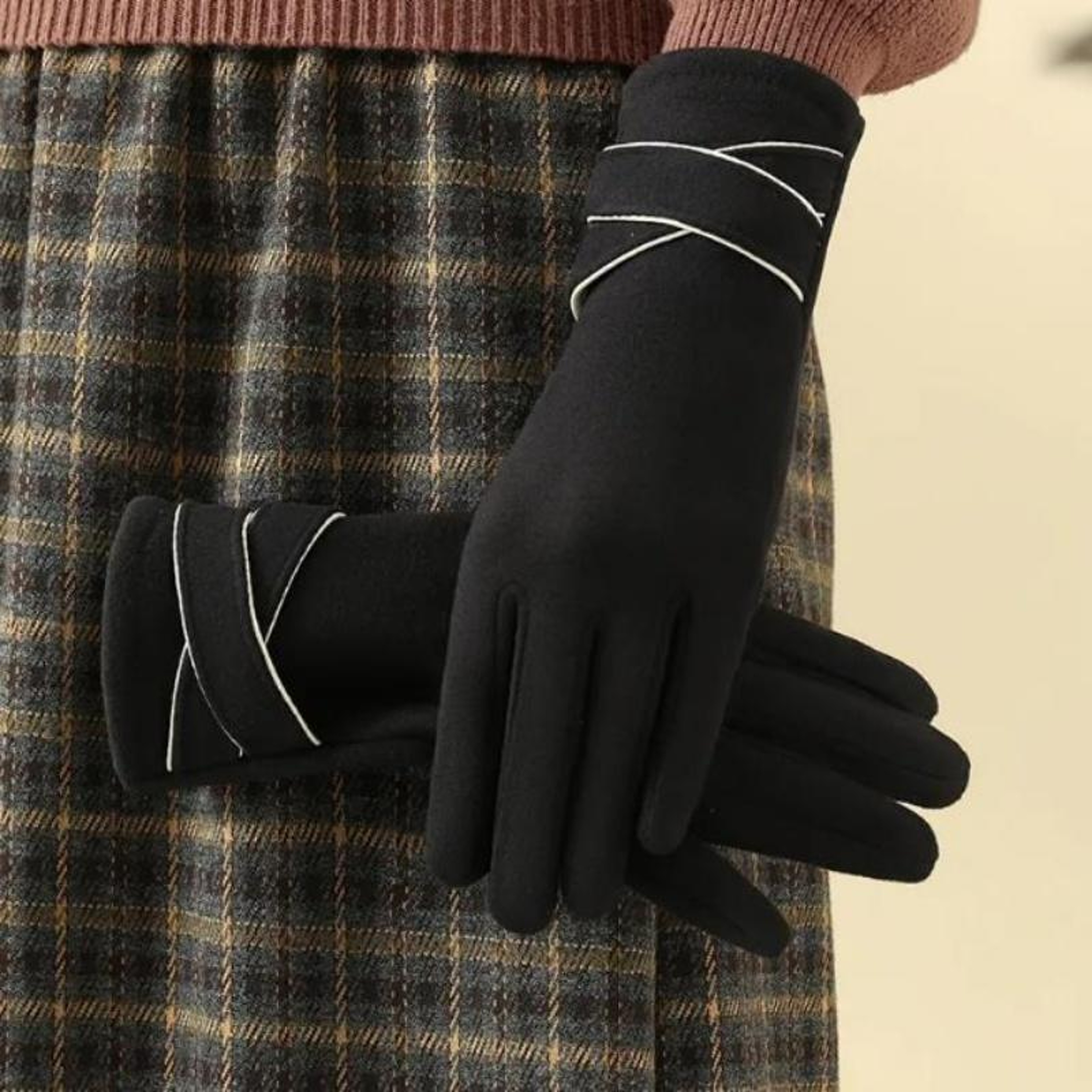 Autumn Winter Gloves Women, Keep Warm, Solid Simple, Cycling, Polyester, Elegant, Windproof, Finger, Skiing, Outdoor, Fa – view 1