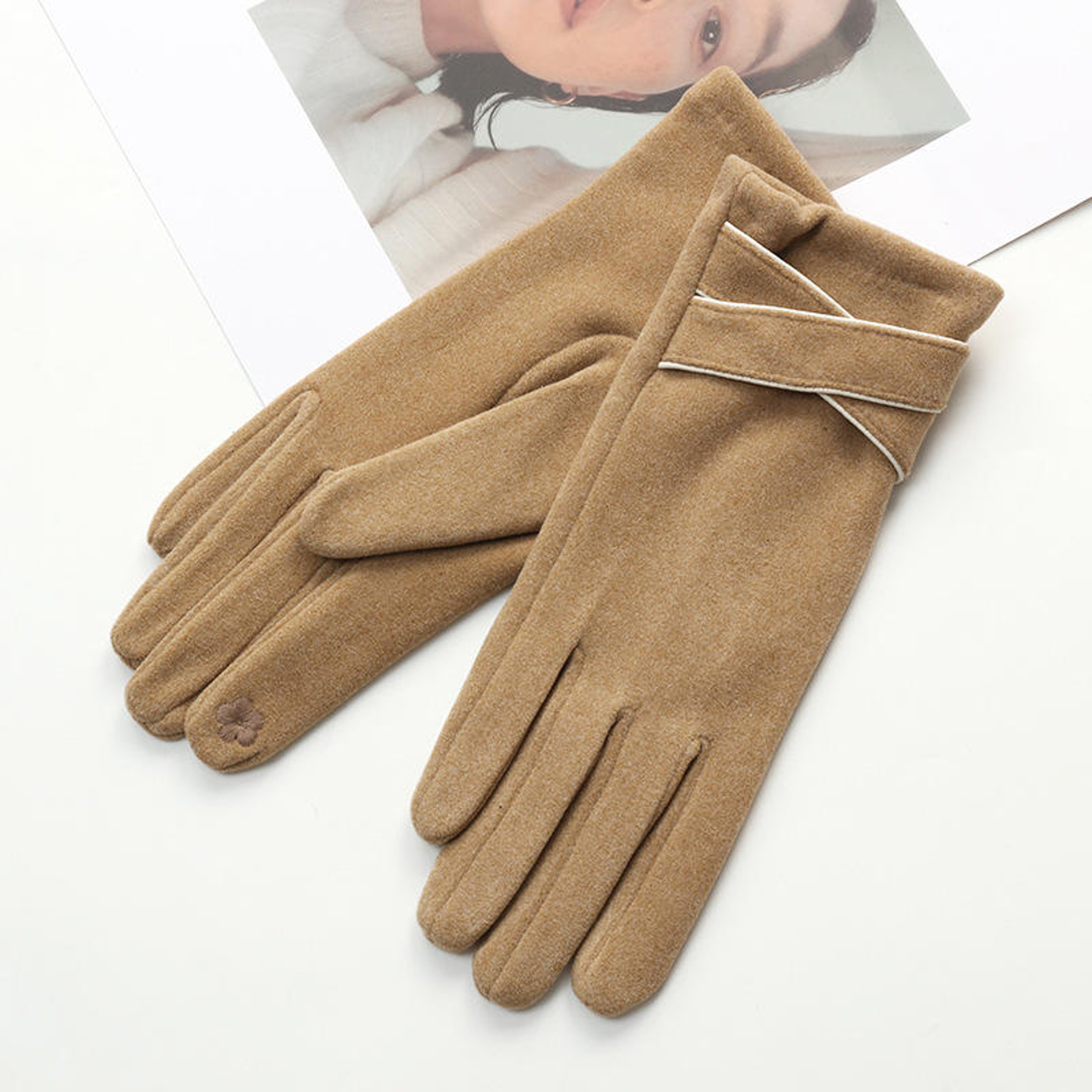 Autumn Winter Gloves Women, Keep Warm, Solid Simple, Cycling, Polyester, Elegant, Windproof, Finger, Skiing, Outdoor, Fa – view 9