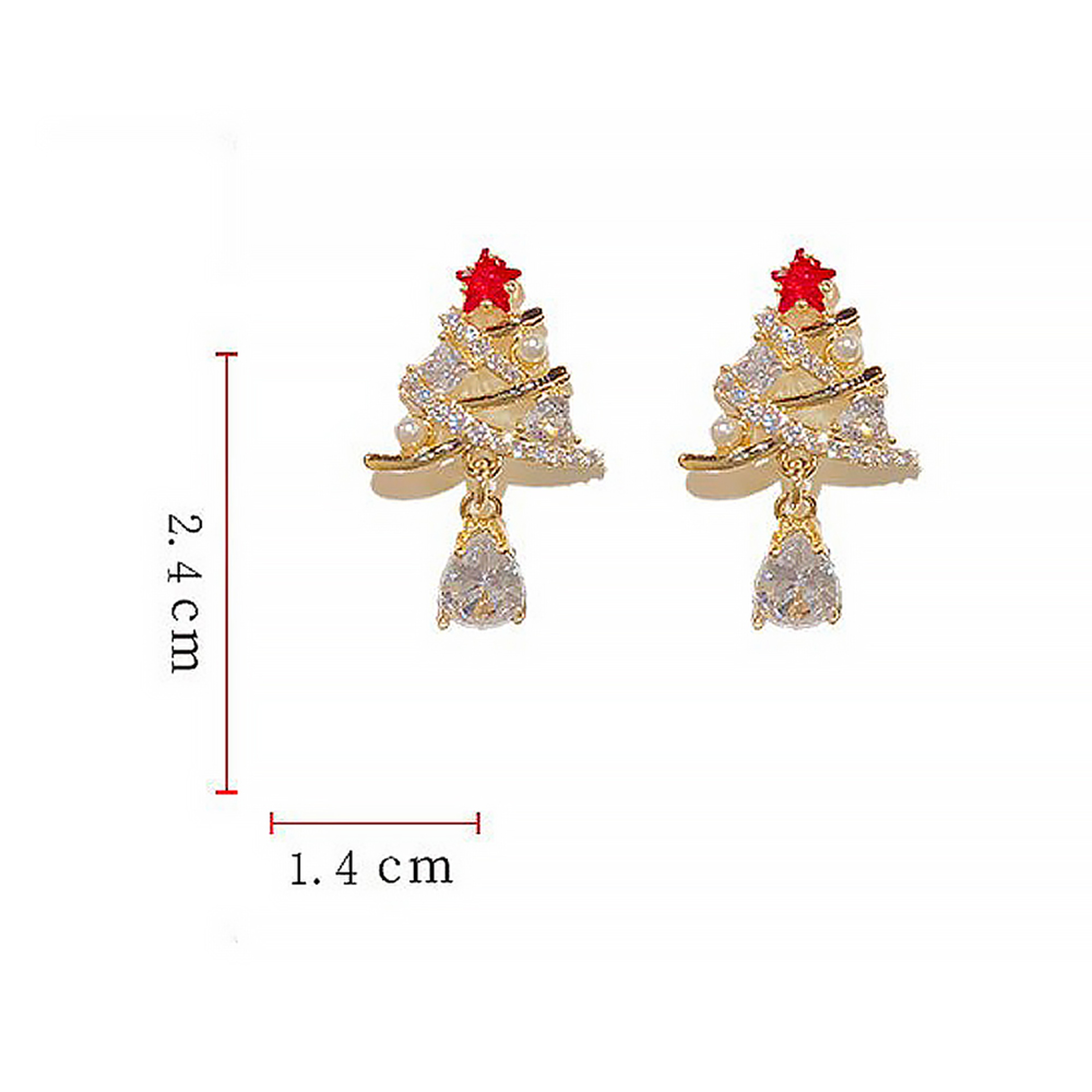 Exquisite Shiny Zircon Ear Studs, Hot Christmas Tree Star Earrings, Fashion Jewelry Gifts Wholesle, Elegant Light Luxury – view 6