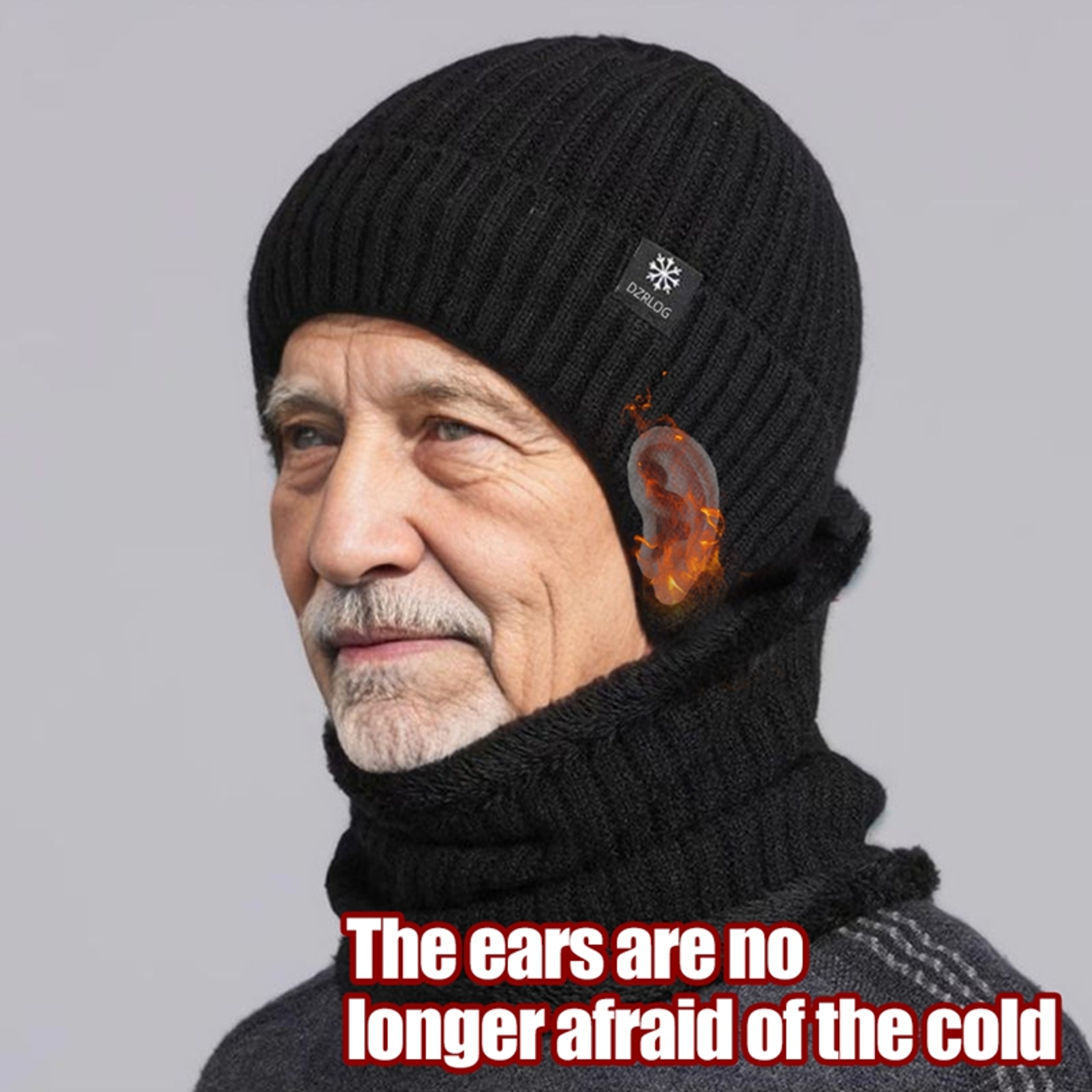 Velvet Warm Ear Hood Integrated Hat, Outdoor Men Winter Knitted Hat, Outdoor Sports Bicycle Skiing Running Cold Cap – view 4