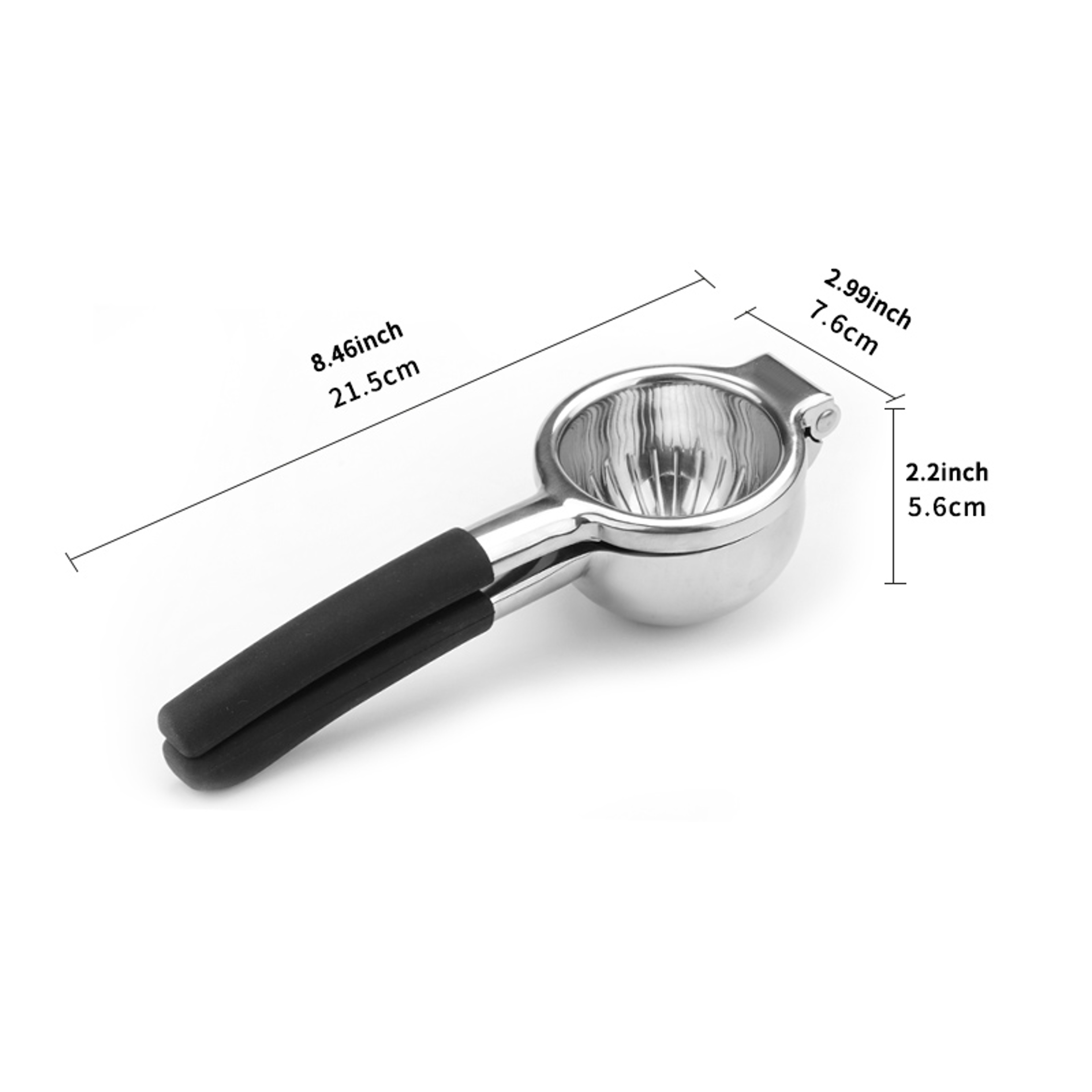 Manual Citrus Juicer Durable Metal, LemonSqueezerStainless Steel LARGE, PremiumQuality Silver Juicing Bowl, Non SlipGrip – view 6
