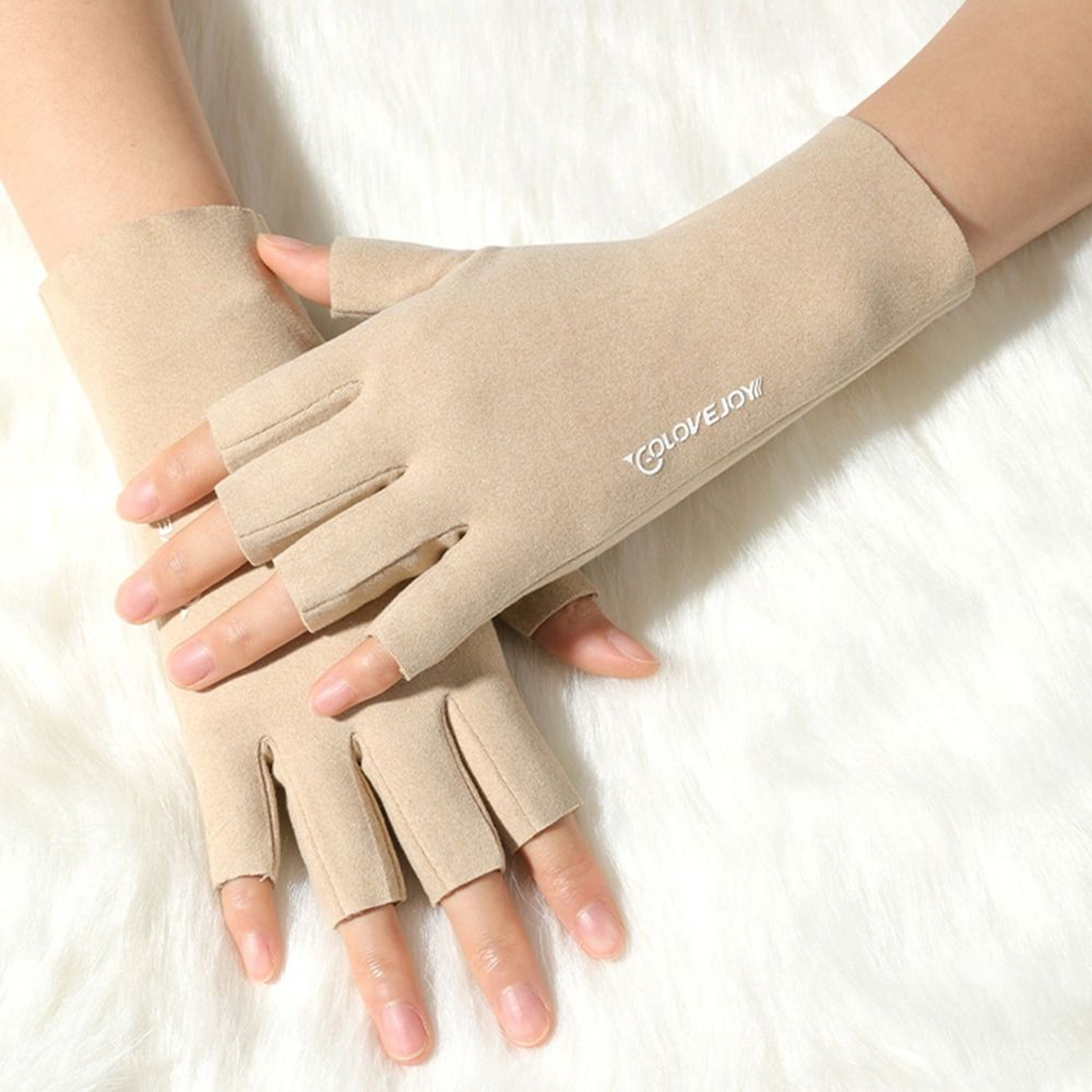 Semi Finger Short Mittens, German Velvet Touchscreen, Autumn Winter Solid Color, Half Finger Gloves – view 7
