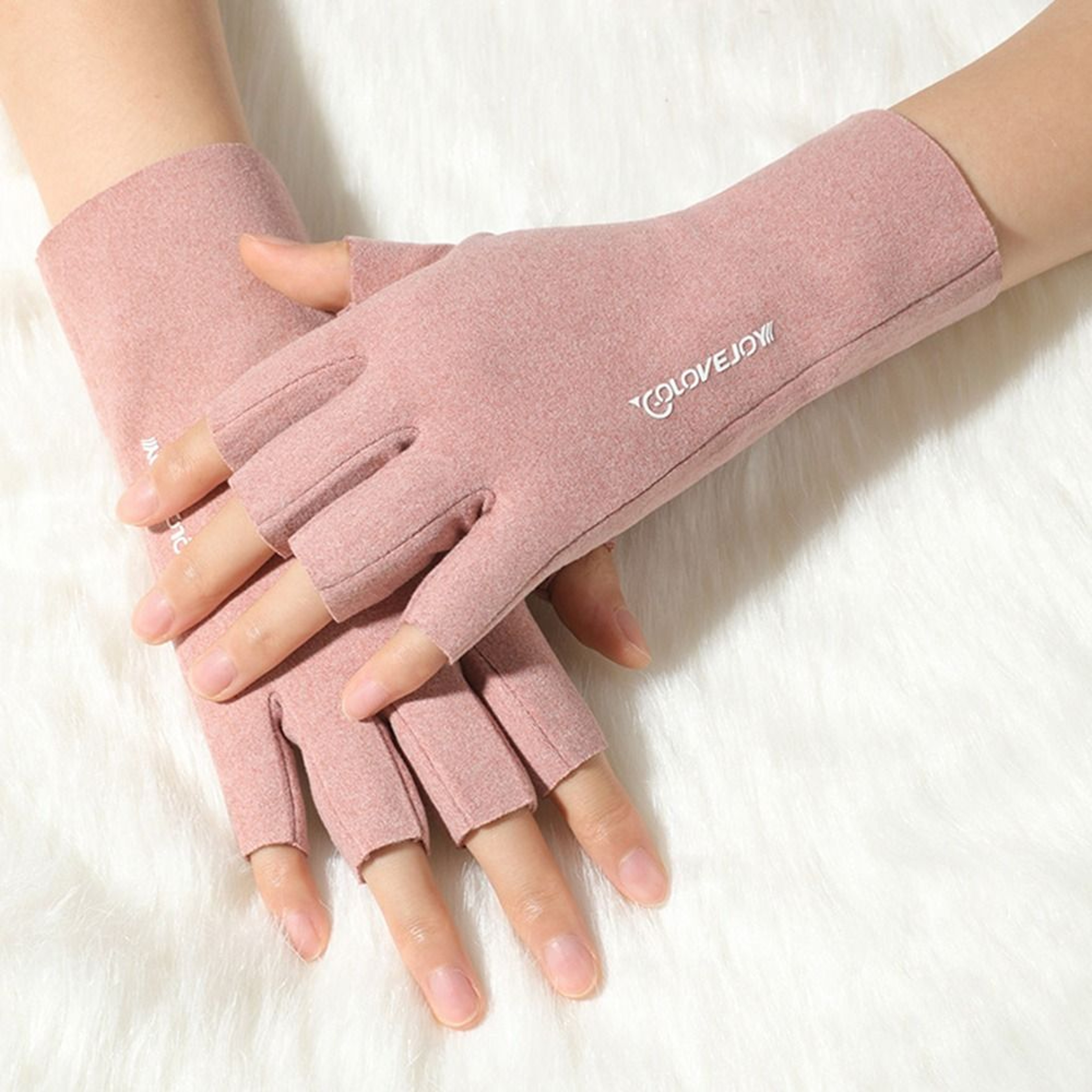 Semi Finger Short Mittens, German Velvet Touchscreen, Autumn Winter Solid Color, Half Finger Gloves – view 10