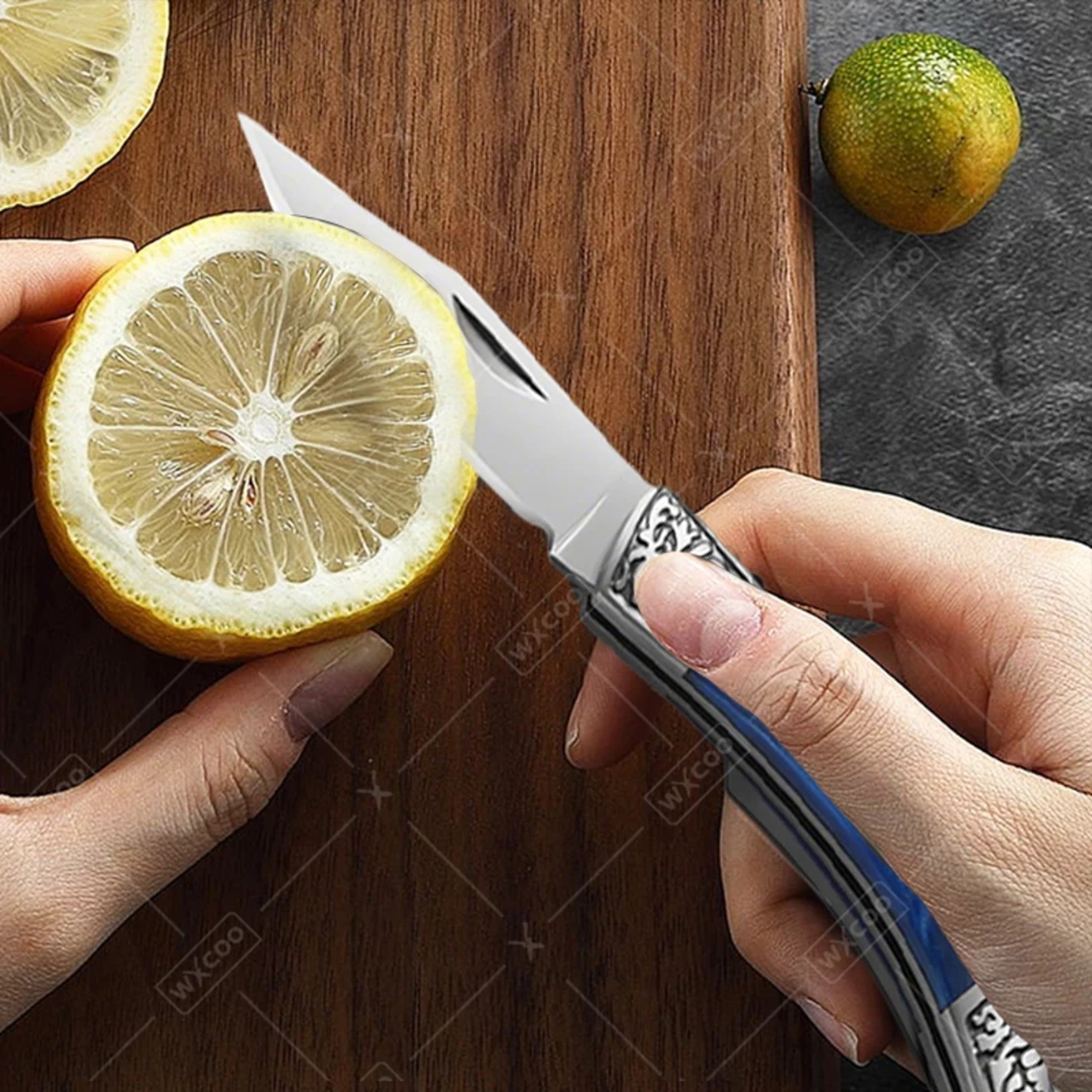 Stainless Steel Mini Knife with Non Slip Handle, Household Kitchen Folding Pocket Knife, Multifunctional Fruit knife – view 3