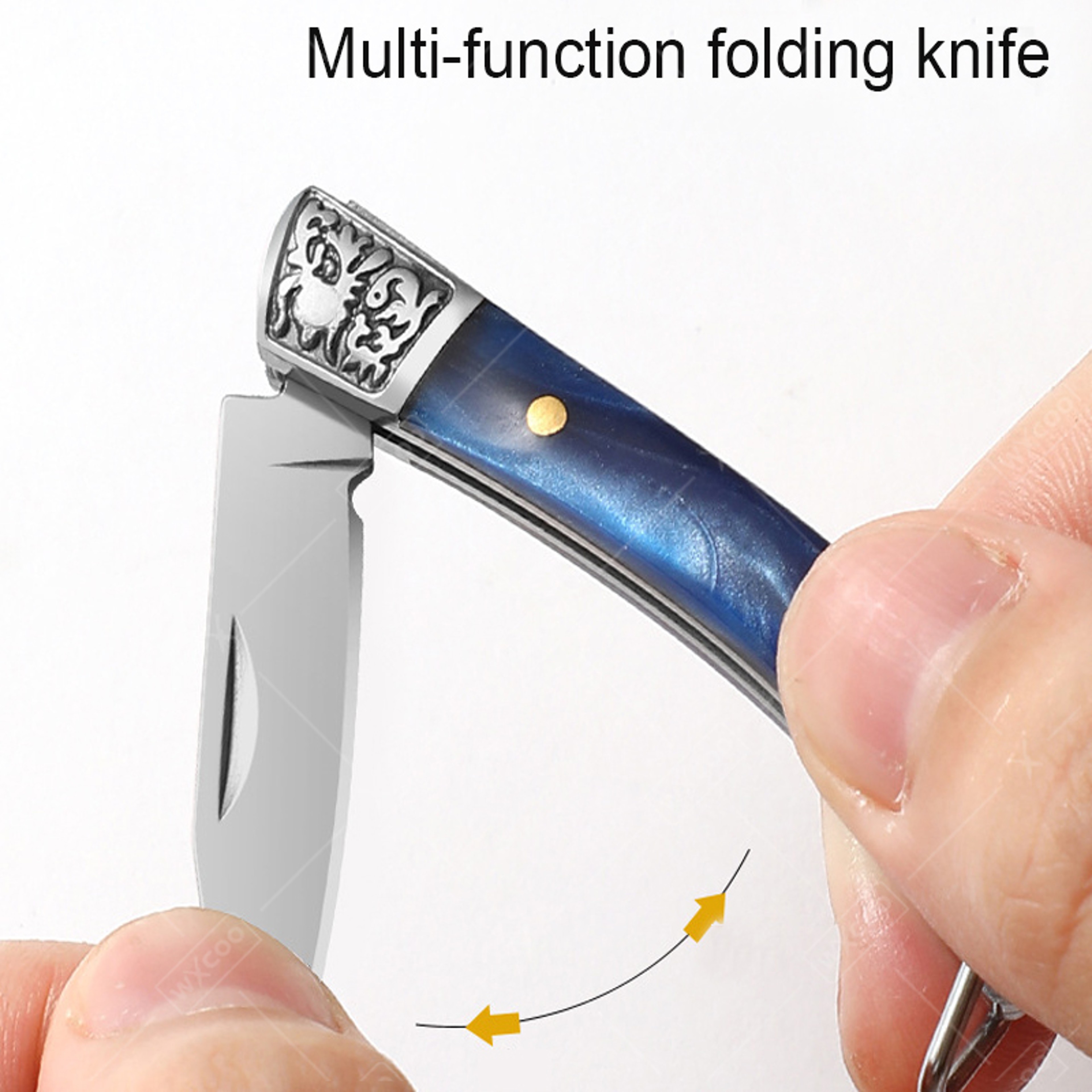 Stainless Steel Mini Knife with Non Slip Handle, Household Kitchen Folding Pocket Knife, Multifunctional Fruit knife – view 4