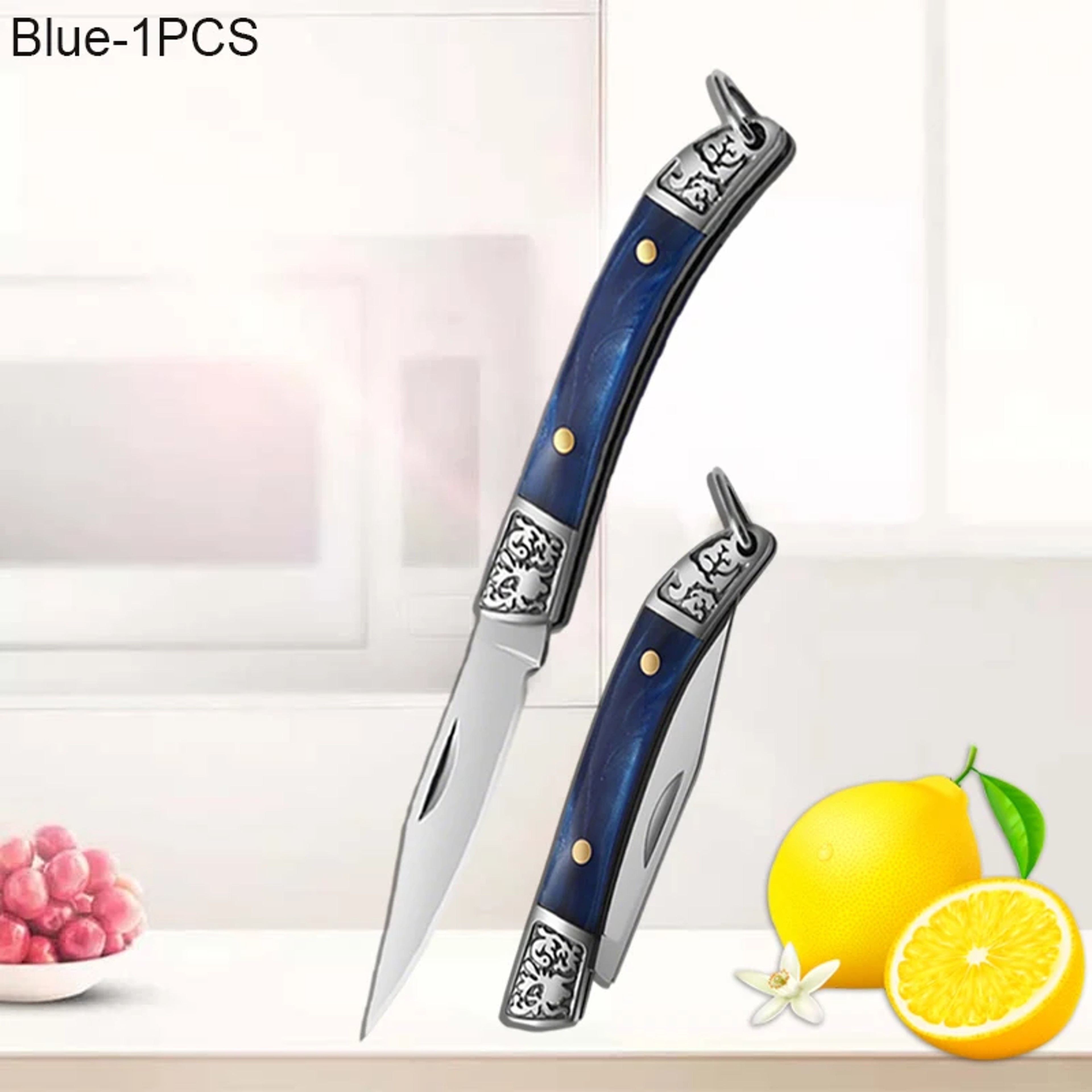 Stainless Steel Mini Knife with Non Slip Handle, Household Kitchen Folding Pocket Knife, Multifunctional Fruit knife – view 7