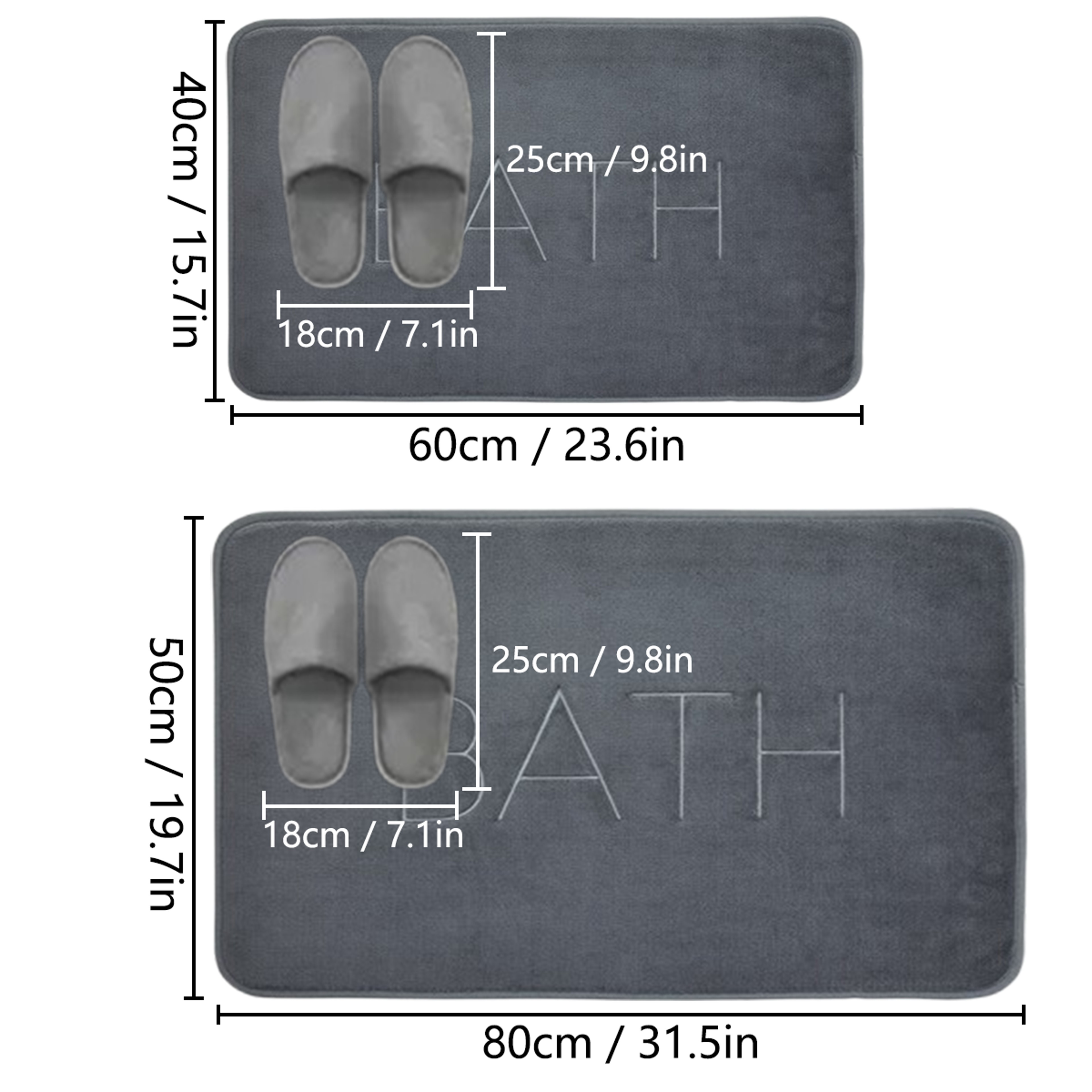 Solid color embroidery bathroom mat, thick absorbent floor mat, furry shower room rug, non slip foot mat – view 3