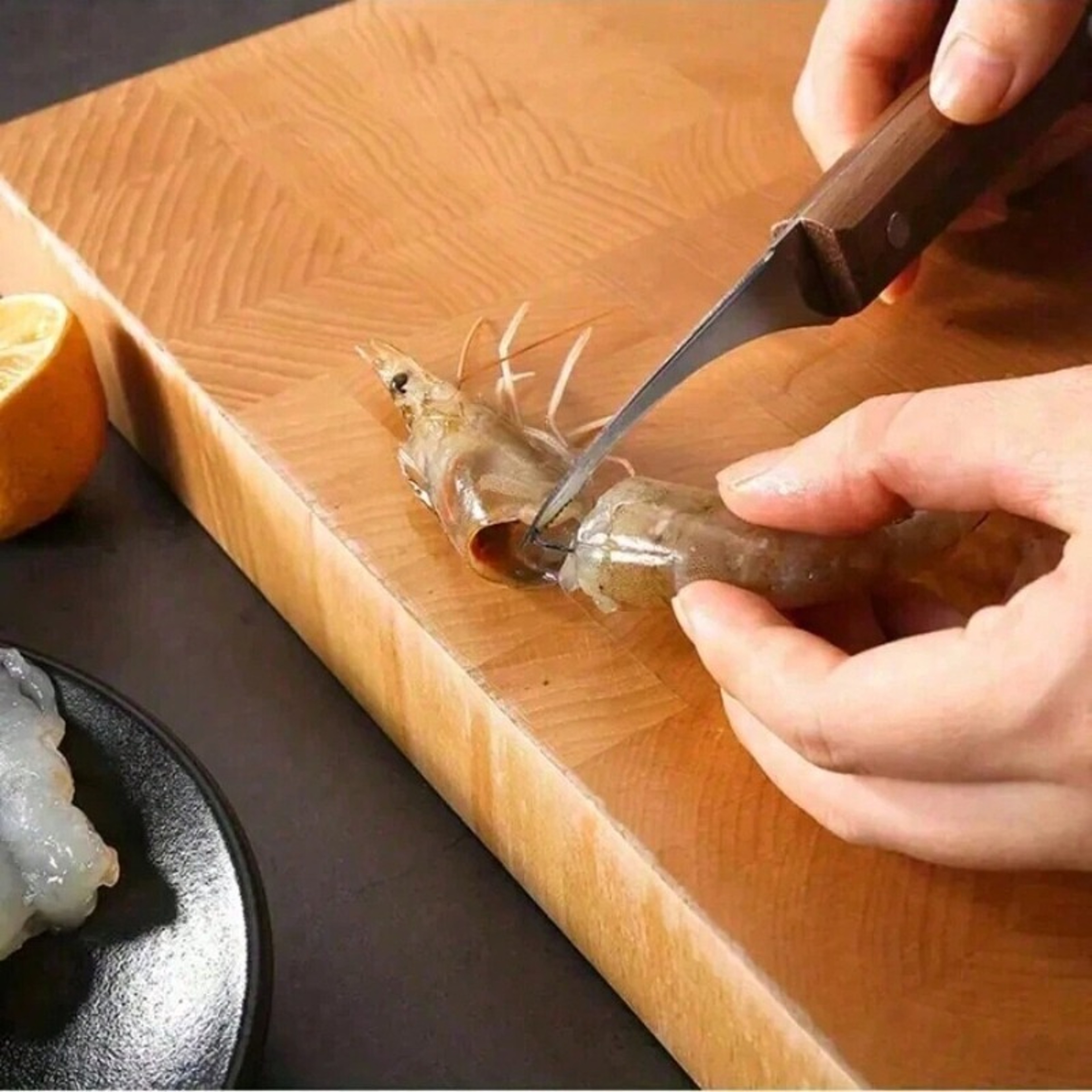 Shrimp Deveining Tool, Stainless Steel Blade and Wooden Handle for Effortless Shrimp Preparation – view 3