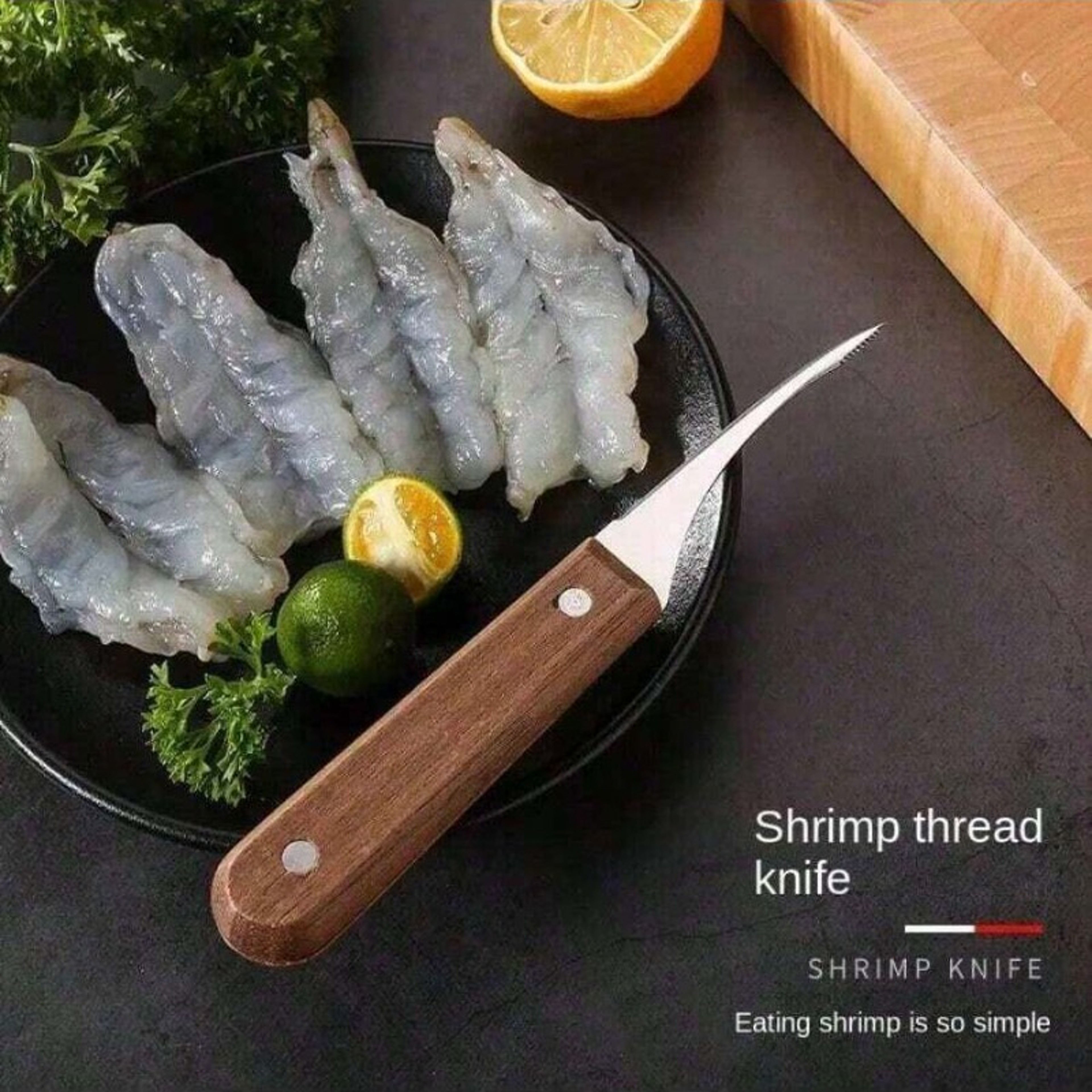 Shrimp Deveining Tool, Stainless Steel Blade and Wooden Handle for Effortless Shrimp Preparation – view 5