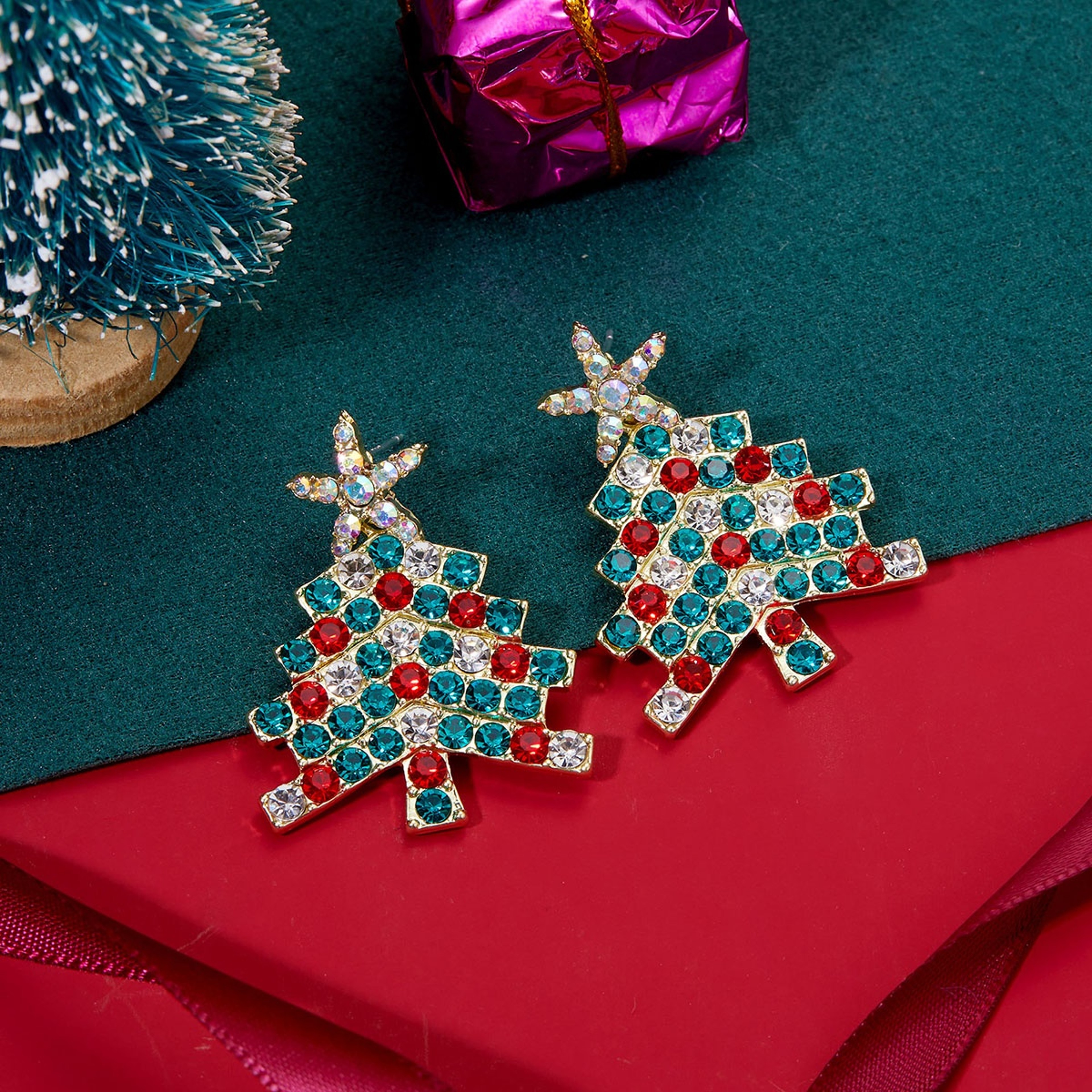 Beautiful Colorful Star Tree Drop Earrings New Year Holiday Tree Dangle Earring Party Jewelry Gift For Women Men – view 3