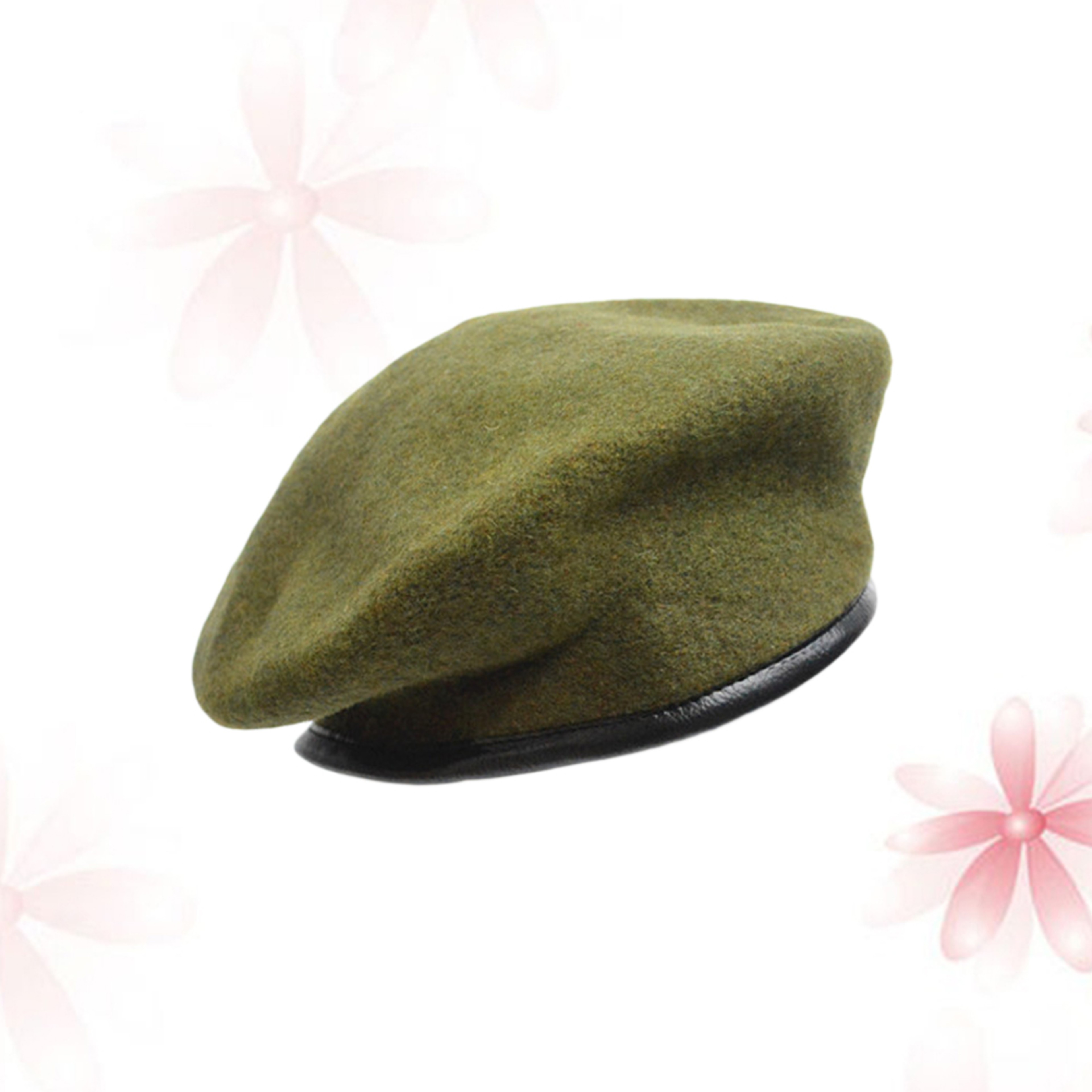 Spring Autumn Army Green Driving Peaked Cap, Men Women Warm Fashion Lightweight, Unisex Adjustable Pure Wool Beret Hat – view 9