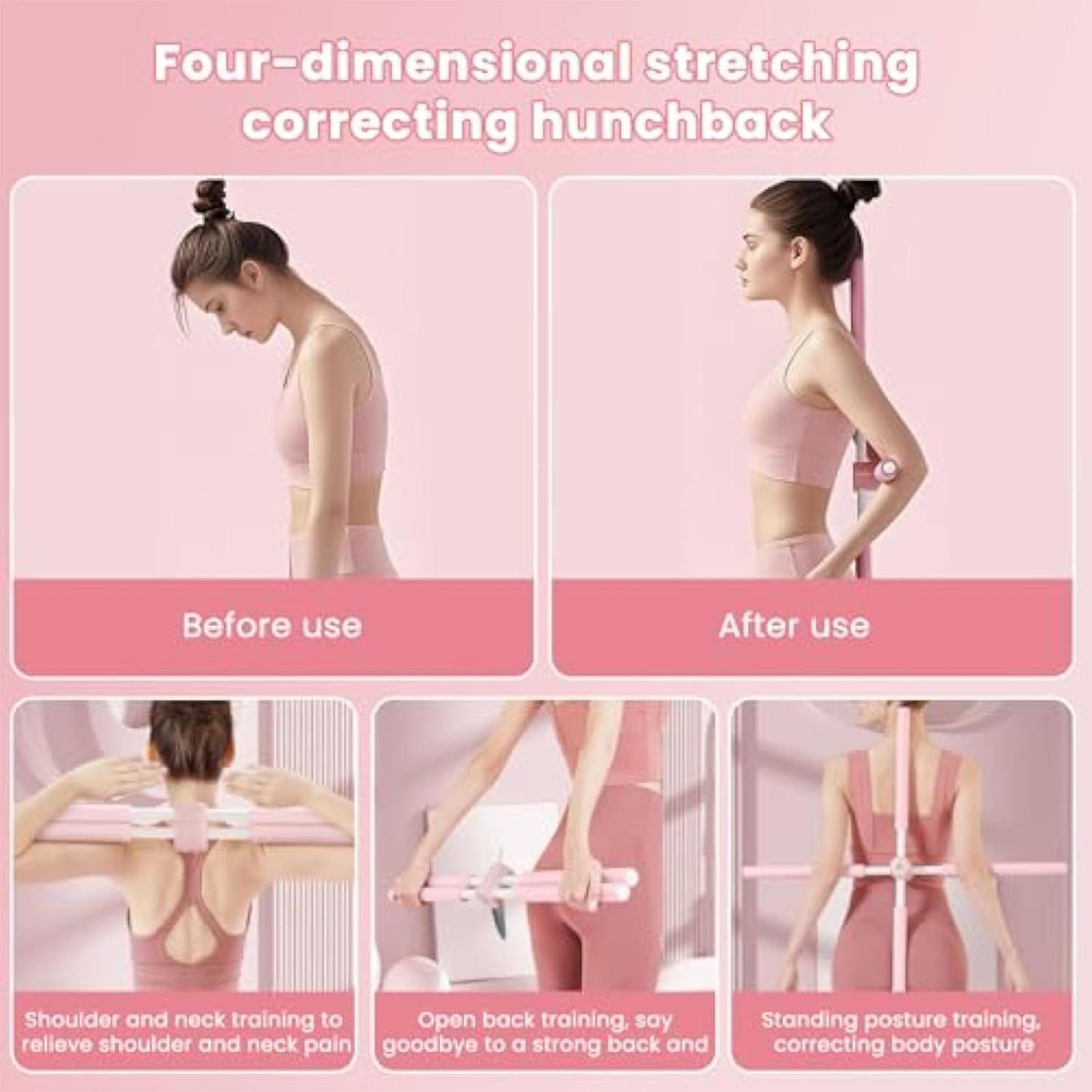 Fitness standing posture training buckle body shape stick, Yoga posture correction stick, Telescopic Pilates posture cor – view 5