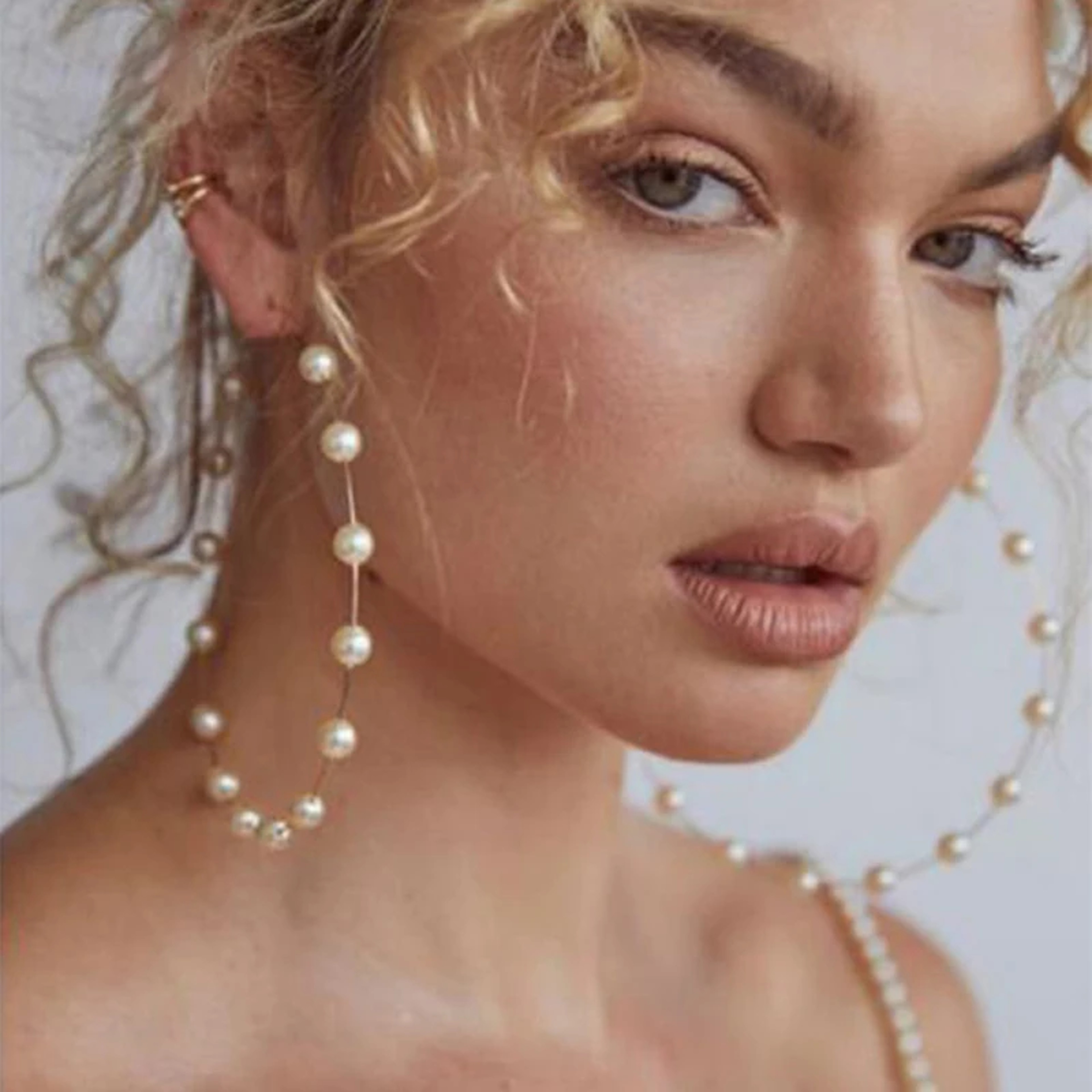 Luxury Pearl Round Loop Earring for Women, Imitation Pearl Large Hoops, Wedding Creole Jewelry, Pendientes Aros – view 1