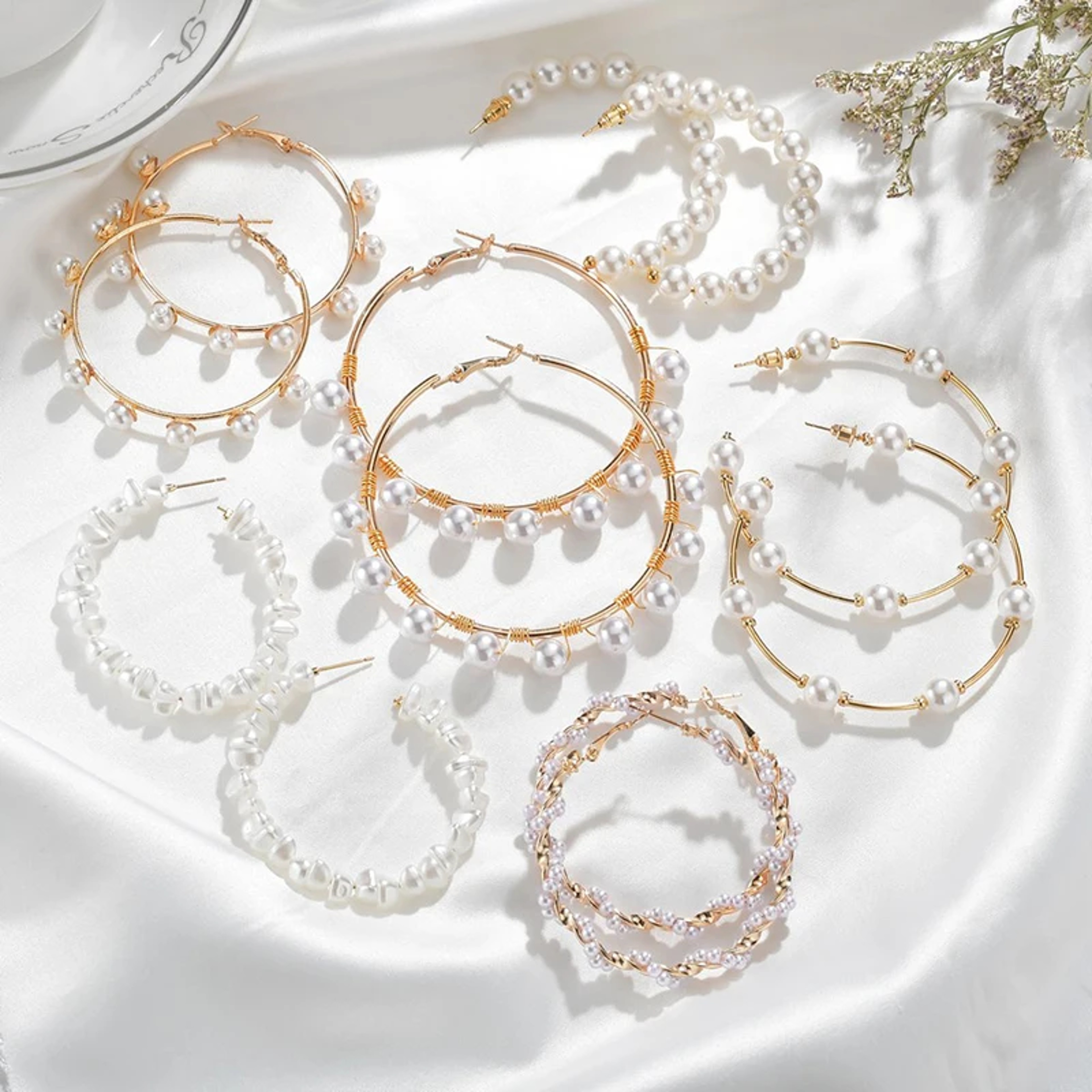 Luxury Pearl Round Loop Earring for Women, Imitation Pearl Large Hoops, Wedding Creole Jewelry, Pendientes Aros – view 4