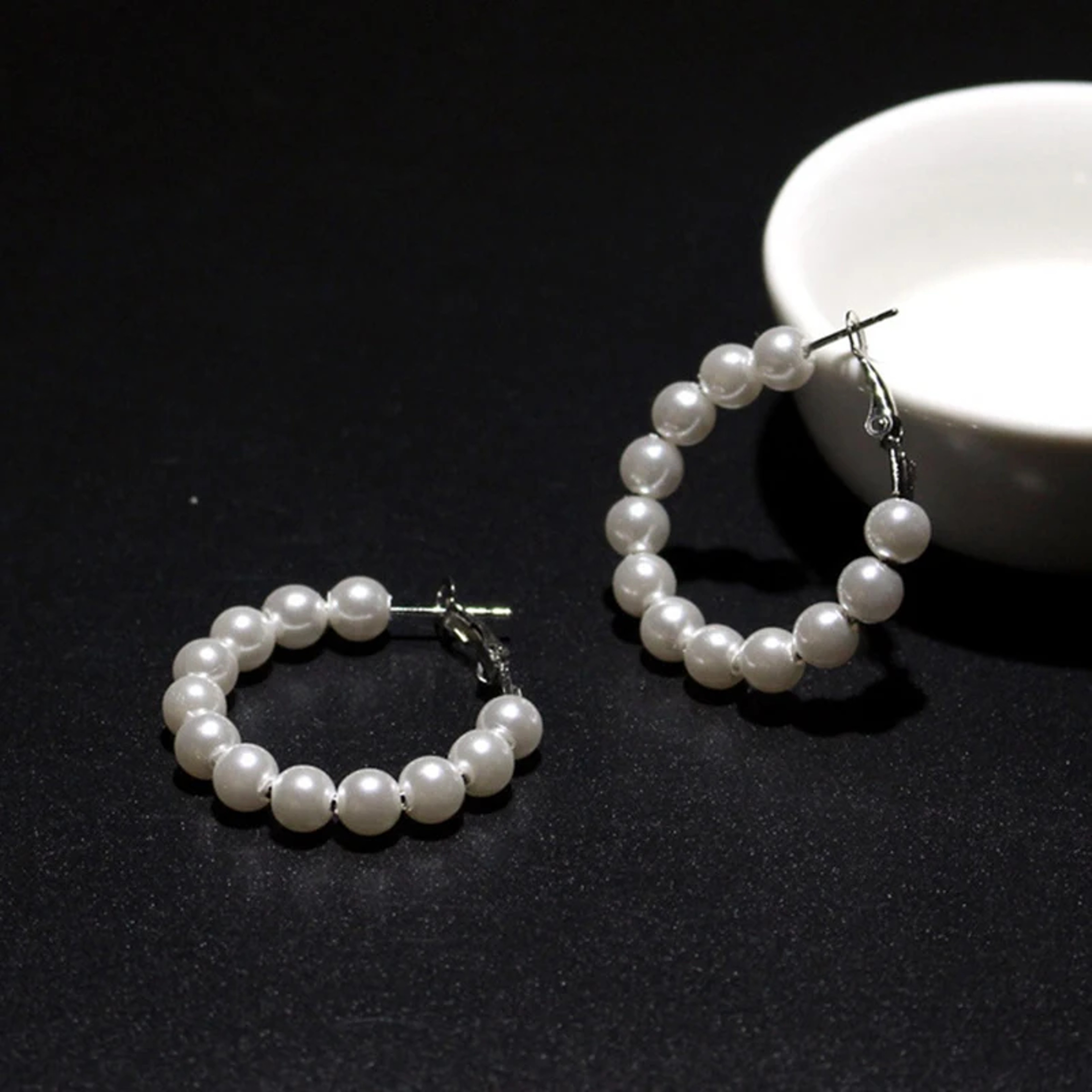 Luxury Pearl Round Loop Earring for Women, Imitation Pearl Large Hoops, Wedding Creole Jewelry, Pendientes Aros – view 14