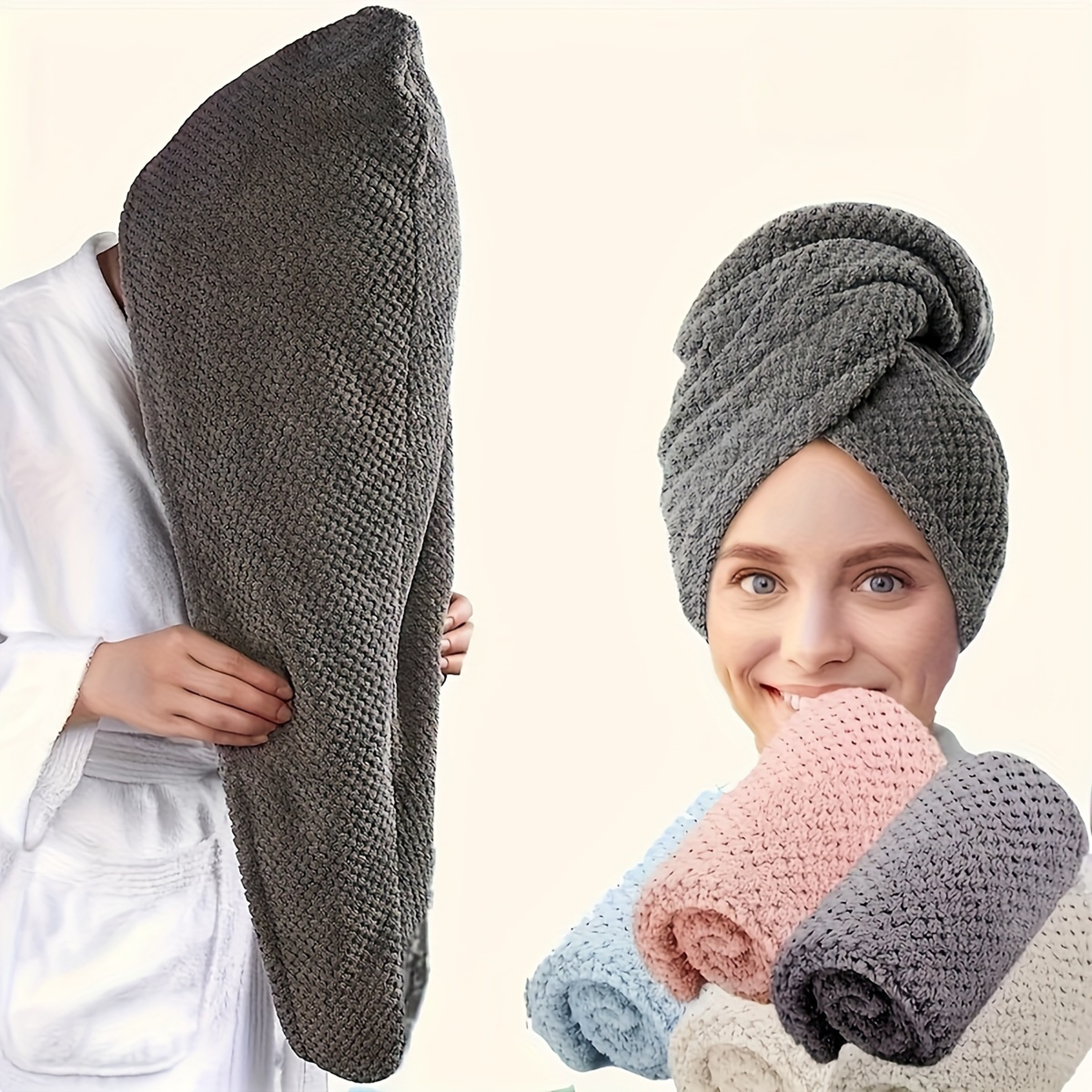 Quick-Drying Microfibre Hair Towel Wrap Ultra-Absorbent Hair Dryer Cap for Women Frizzy Hair – view 1