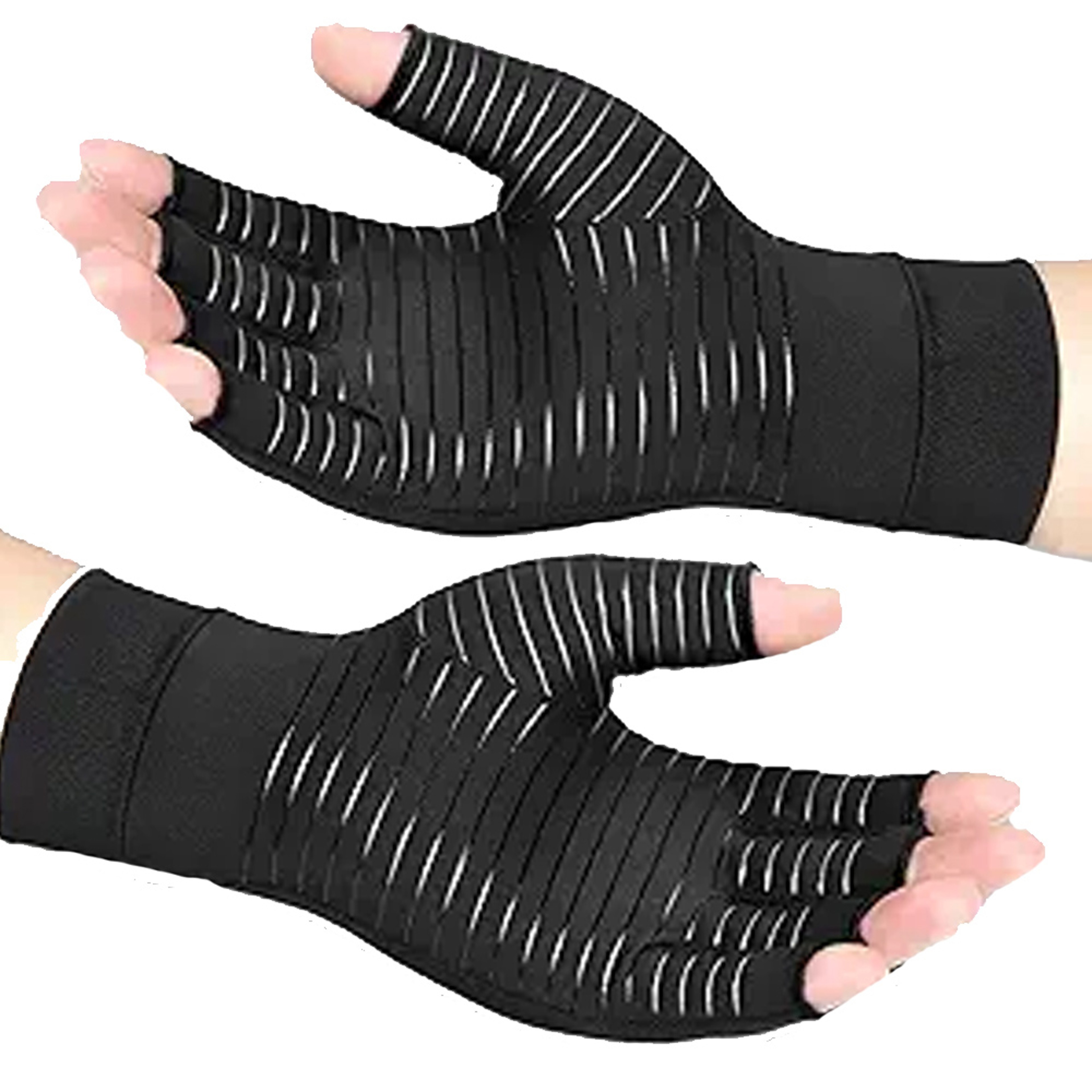 Arthritis Gloves for Men and Women, Copper Infused Compression Gloves, Fingerless Carpal Tunnel Hand Support Brace – view 1