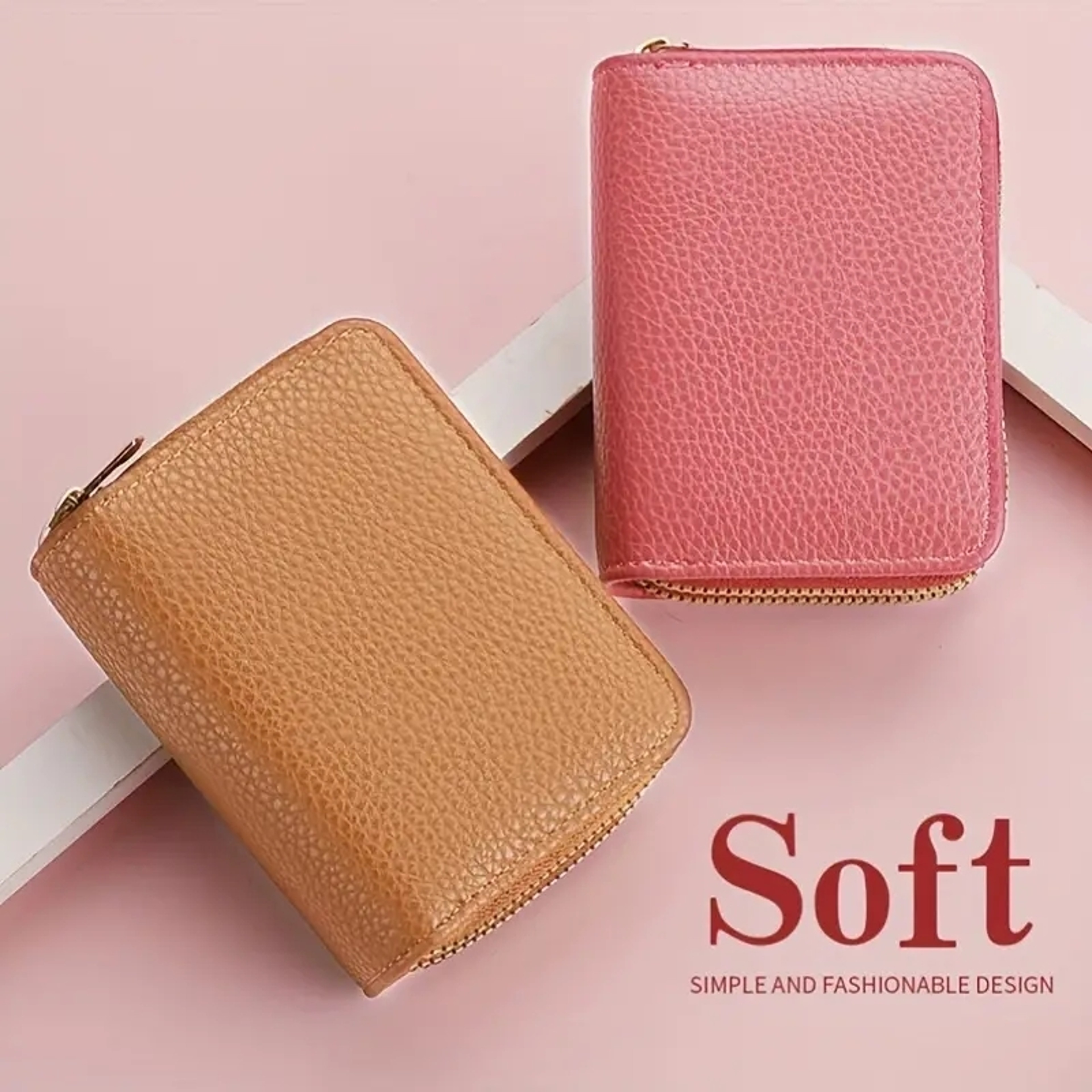 Fashion Short Credit Card Holder Womens Double Zipper Wallet Large Capacity Coin Purse 4