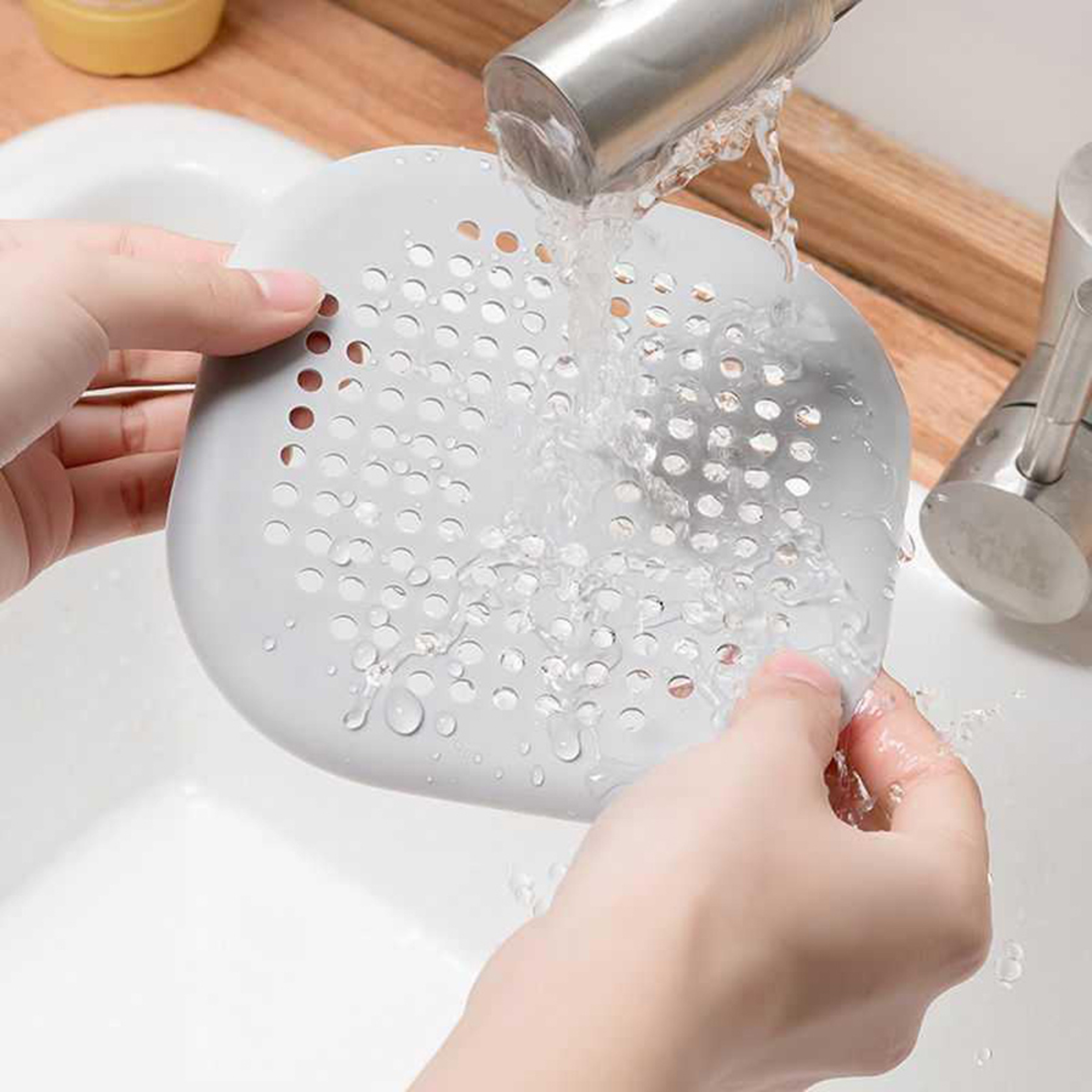 Floor Drain Mat, Square Silicone Floor Drain Sticker Bathroom, Sewer Hair Filter Drain Cover Home Bathroom – view 5