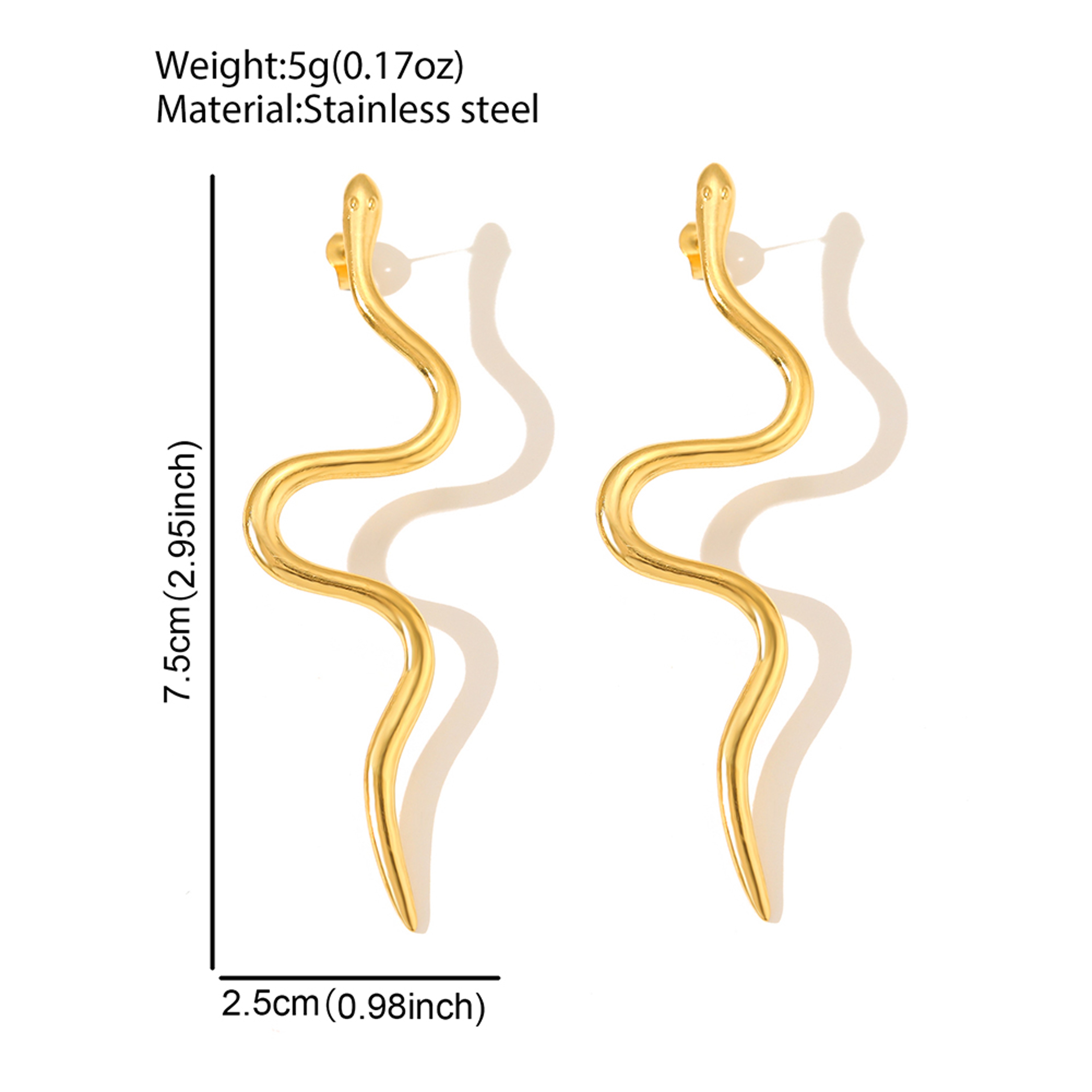 Europe Stainless Steel Earrings, Fine Snake Stud Earrings For Women, New Trending Jewelry Products, United States Design – view 4