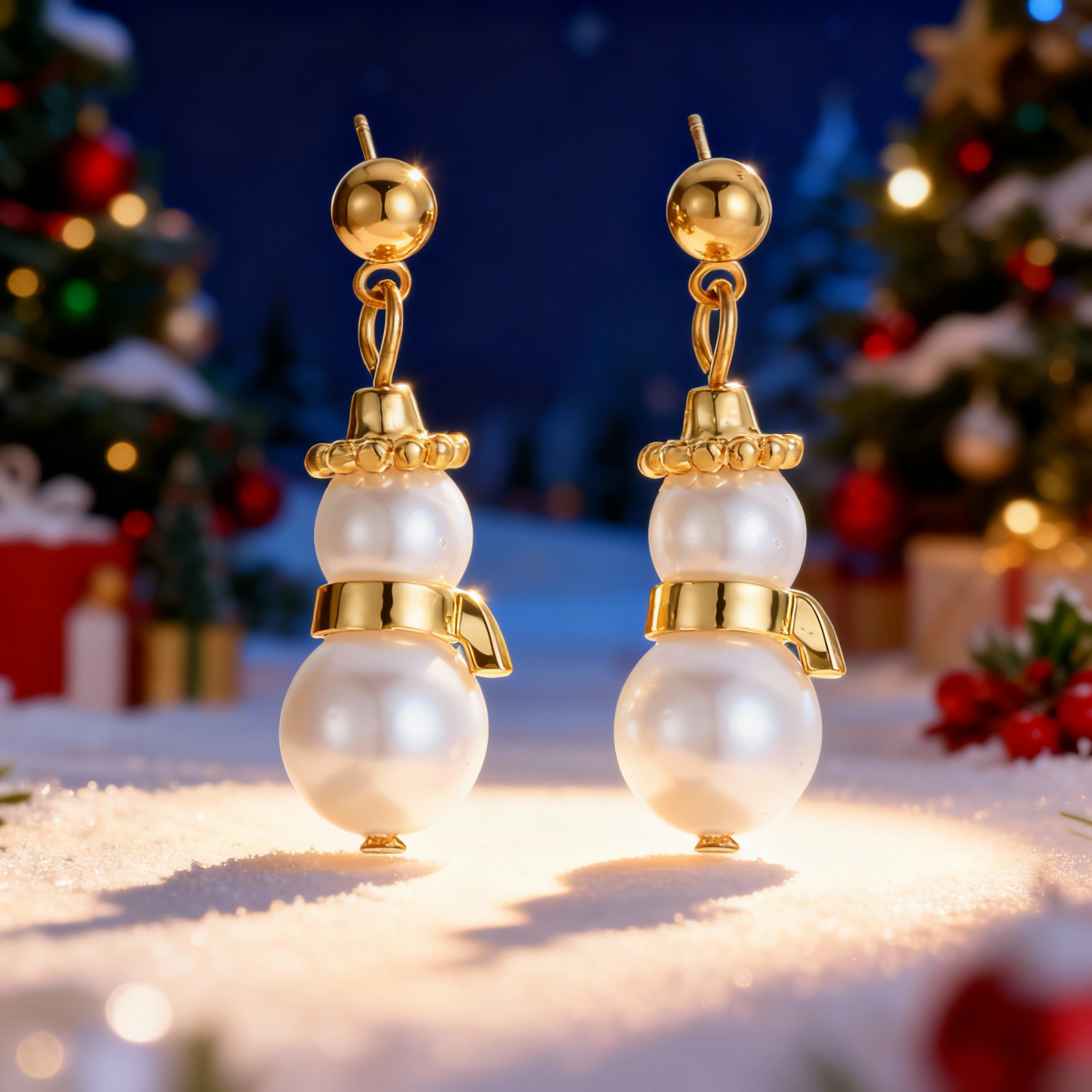 Full Rhinestone Christmas Earrings, Deer, Snowman, Gingerbread, Gift Box, Jewelry for Women & Men – view 2