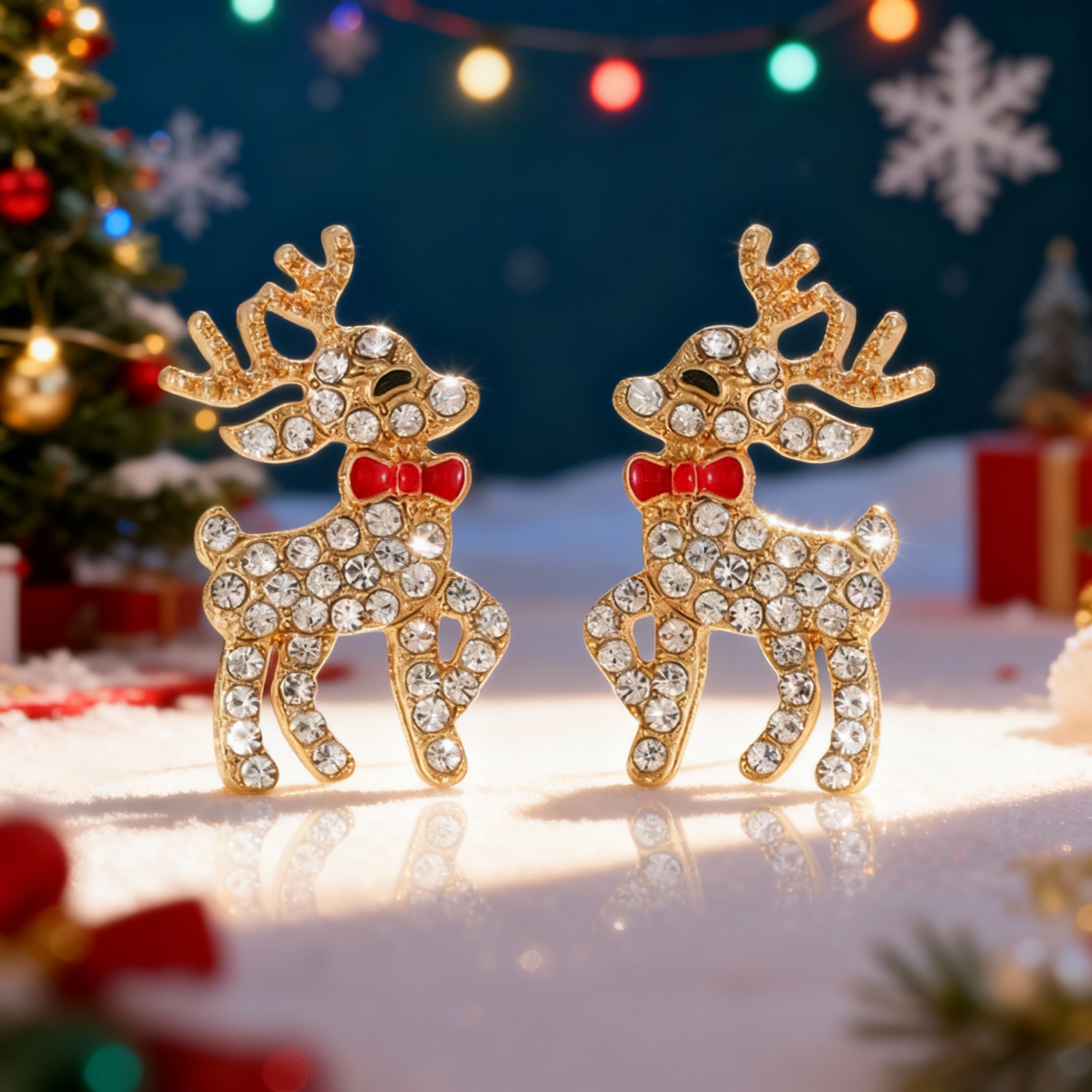 Full Rhinestone Christmas Earrings, Deer, Snowman, Gingerbread, Gift Box, Jewelry for Women & Men – view 10