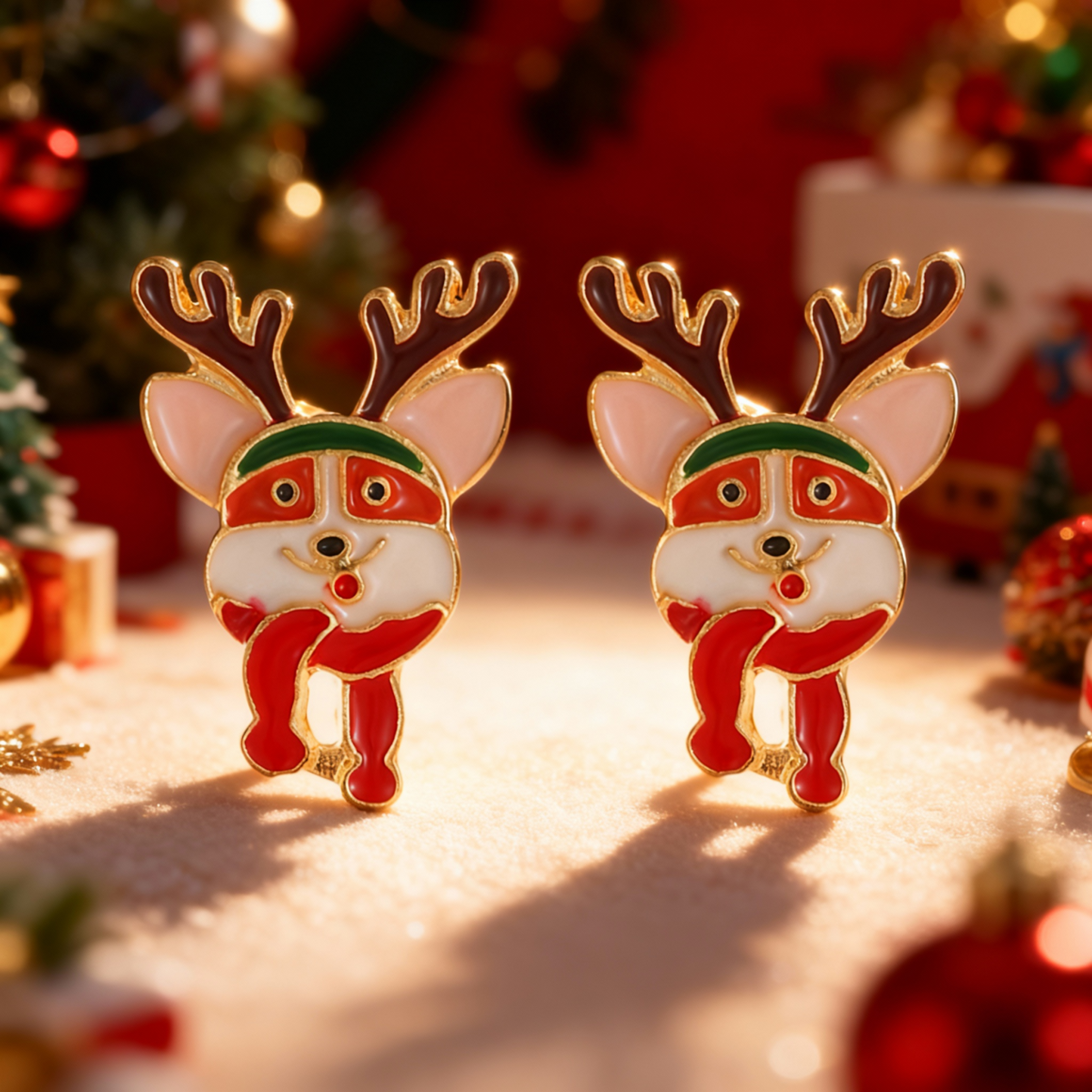 Full Rhinestone Christmas Earrings, Deer, Snowman, Gingerbread, Gift Box, Jewelry for Women & Men – view 22