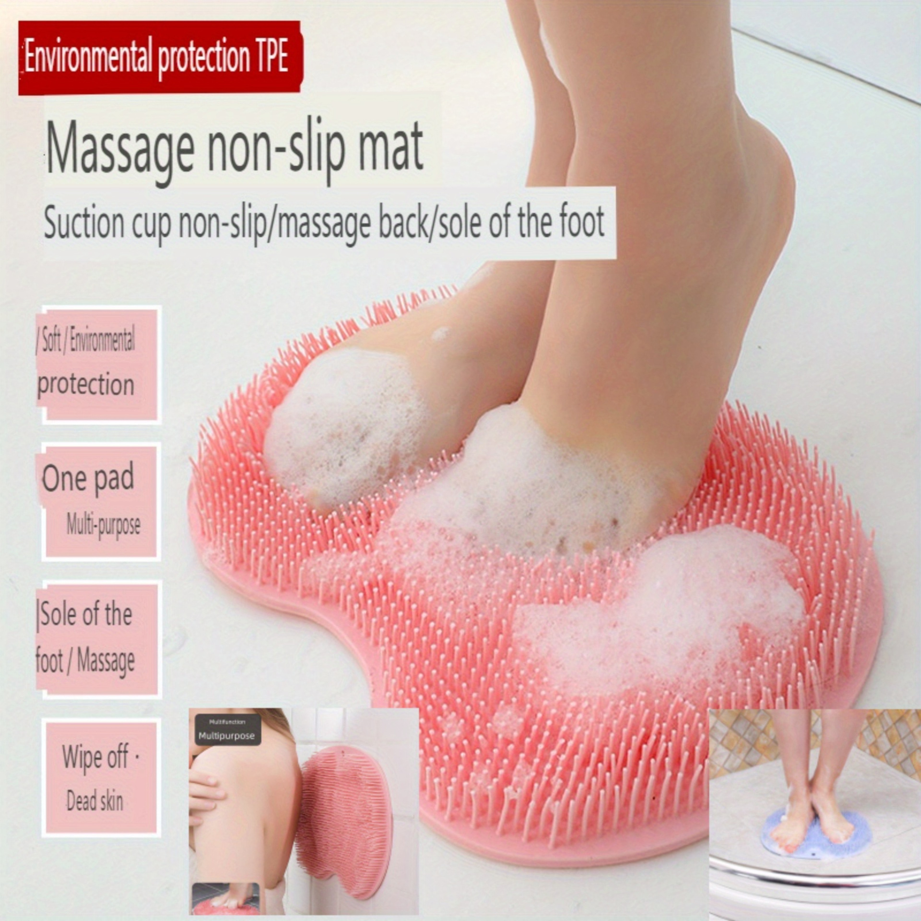 Anti-Slip Suction Cup Exfoliating Foot Brush and Back Scrubber - Body Dirt Removal Tool – view 2