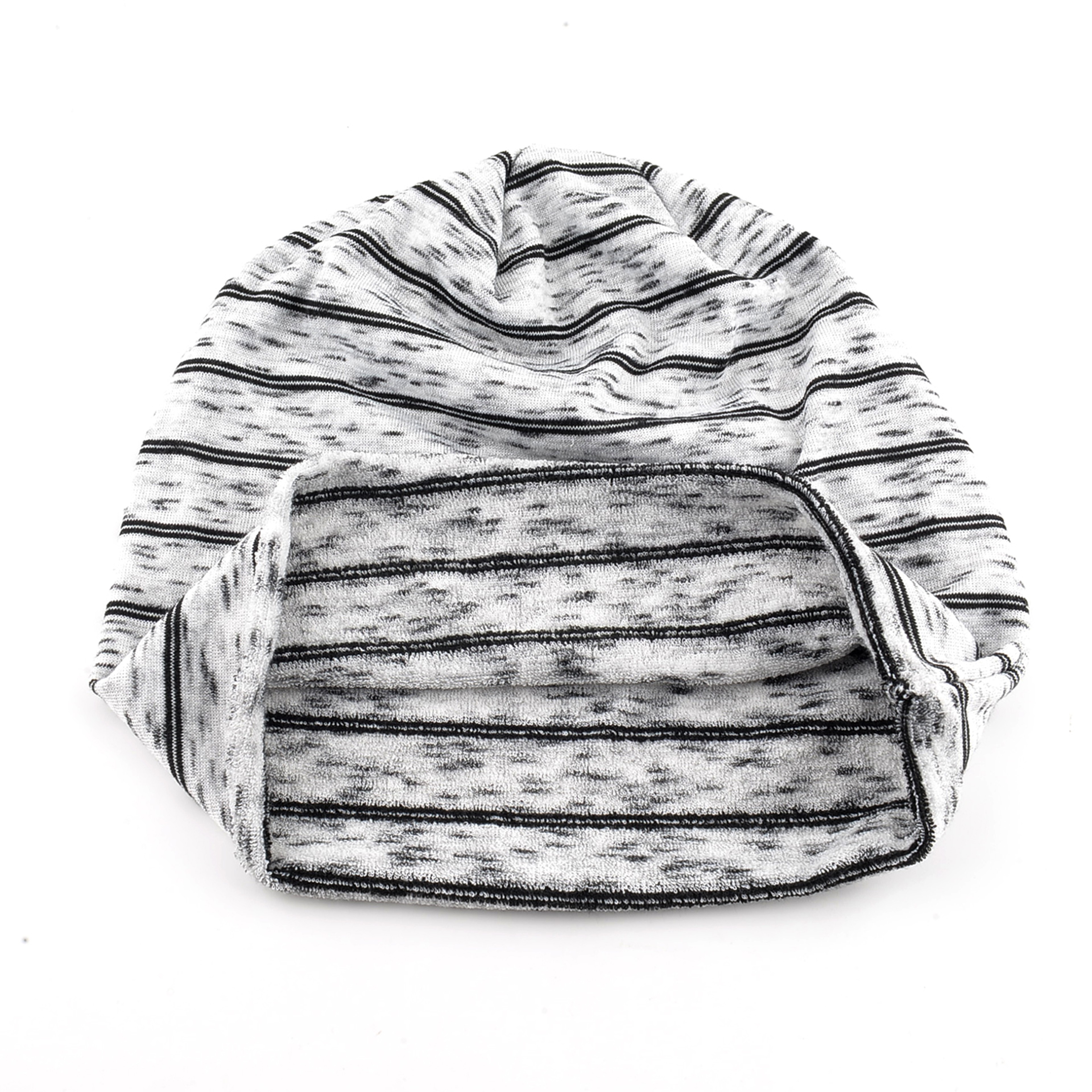 Highly Elastic Striped Slouch Beanie Hat Single Layer Knitted For Men Women Large Head Size Chemo B