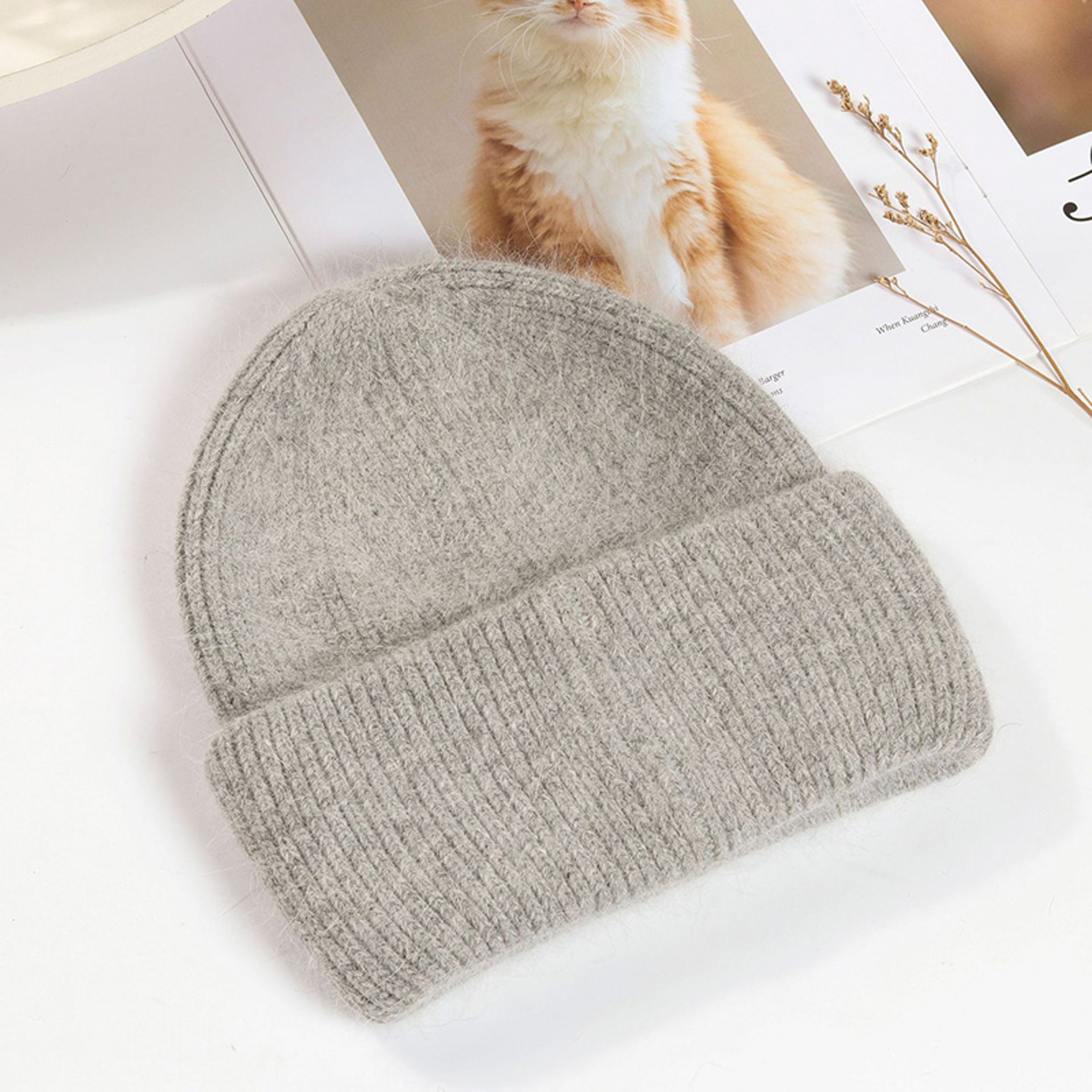 Real Rabbit Fur Winter Hat Fashion Women Beanie Warm Solid CoverWomen Solid Adult Cover Head Cap 9