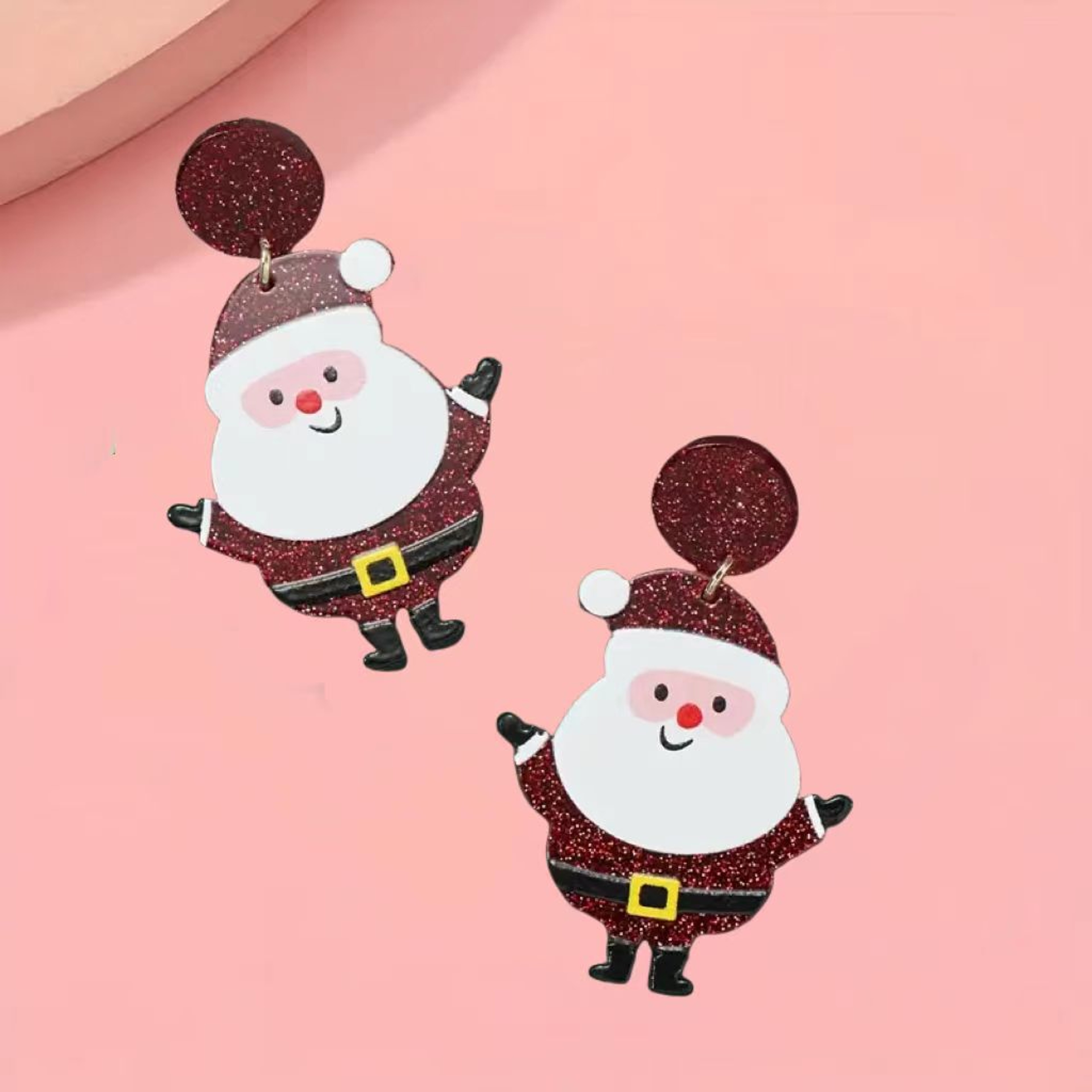 Chunky Christmas Santa Claus Dangle Earrings, Bling Bling Cute Style Ornaments Christmas Ear Ornaments – view 3