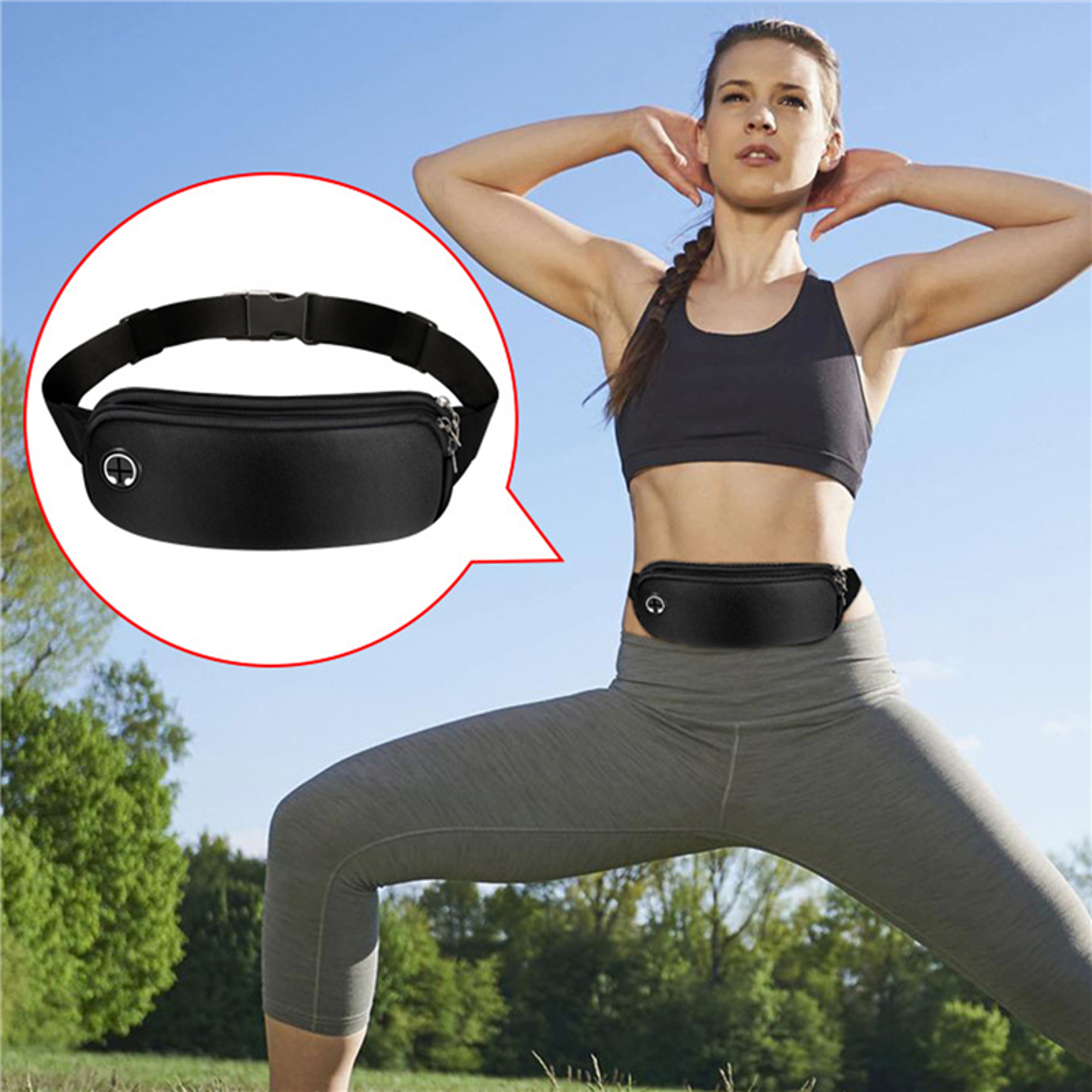 Men Running Waist Bag Phone Black Sports Fanny Pack Women Belt Bag Gym Bags Running Accessories 0