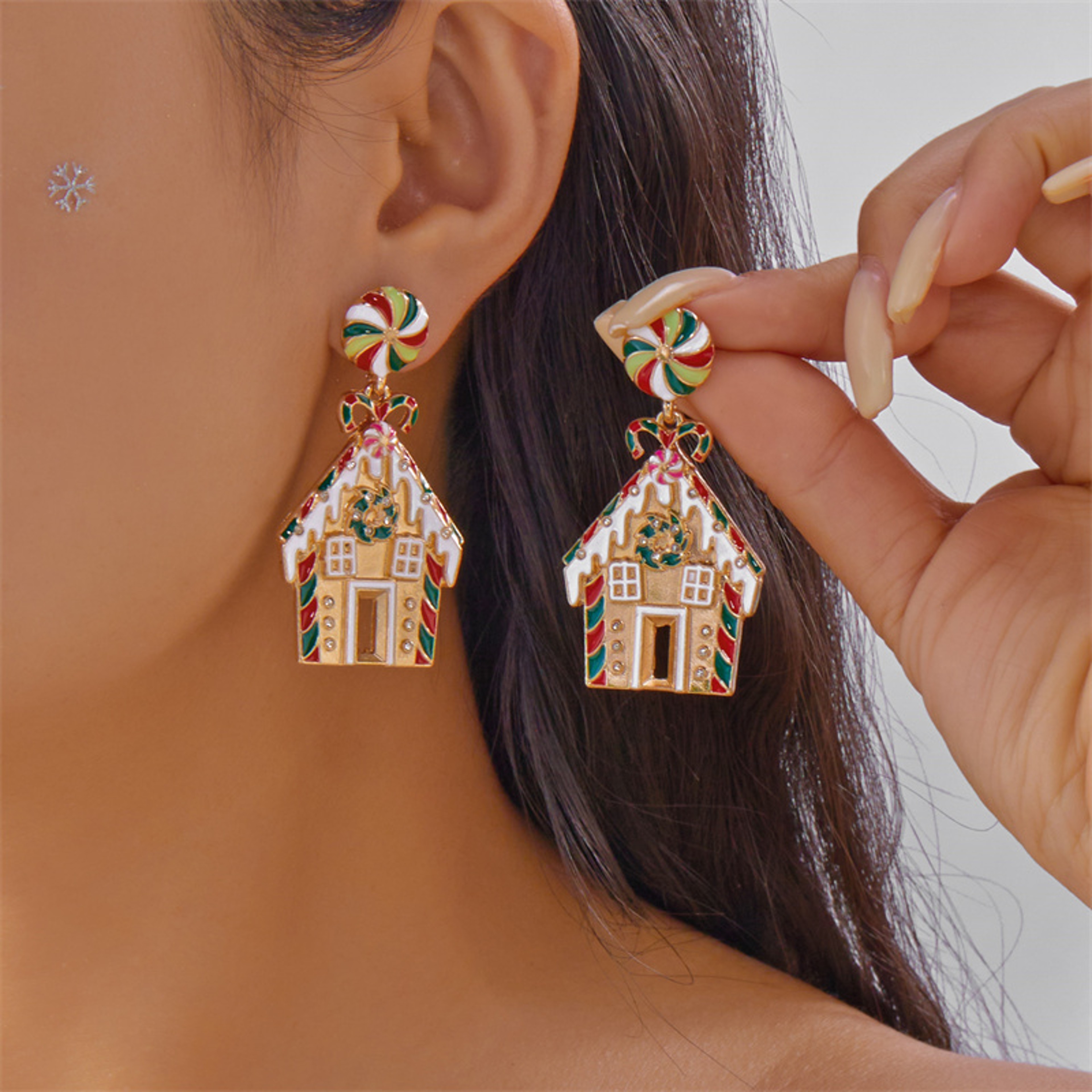Exquisite Rhinestone Pearl Holiday Jewelry Gift, Santa Claus Elk Snowman Earrings For Women, New Creative Design – view 12