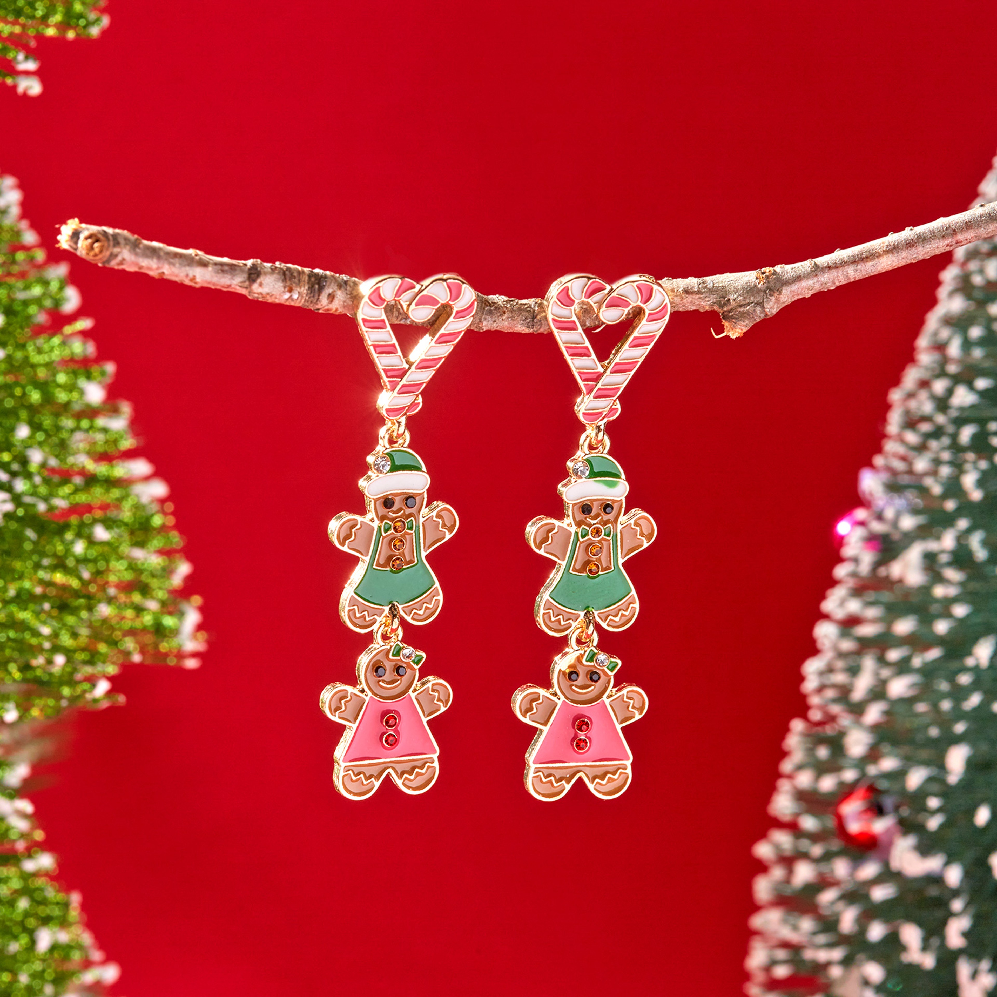 Cute Colorful Heart Gingerbread Drop Earrings for Women Funny Enamel Santa Claus Snowman Earrings Christmas Holiday Jewelry Gift – view 3