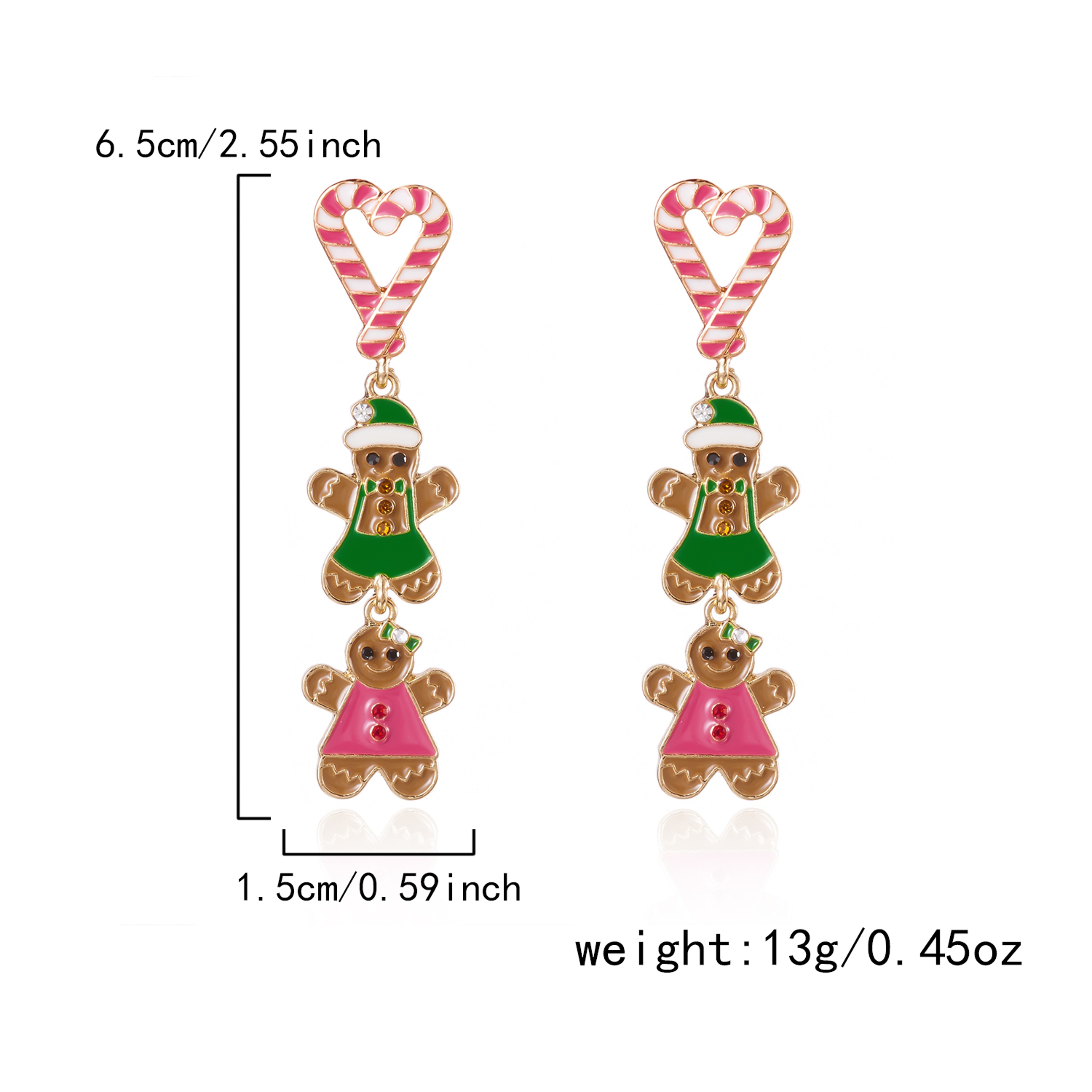 Cute Colorful Heart Gingerbread Drop Earrings for Women Funny Enamel Santa Claus Snowman Earrings Christmas Holiday Jewelry Gift – view 6