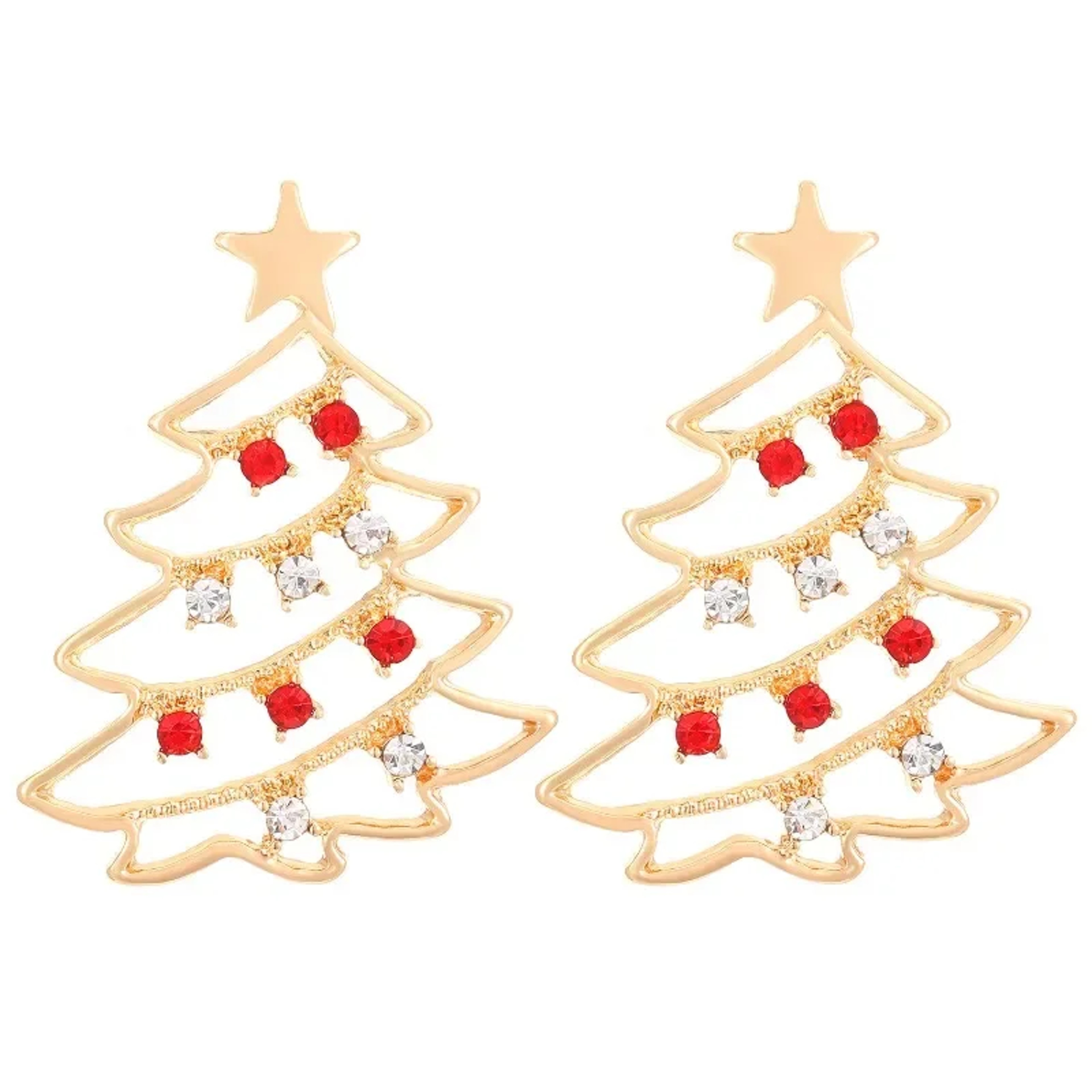 Simple Christmas Tree Earrings with Colored Zircon, Creative Fashion Jewelry Gift for Women – view 6