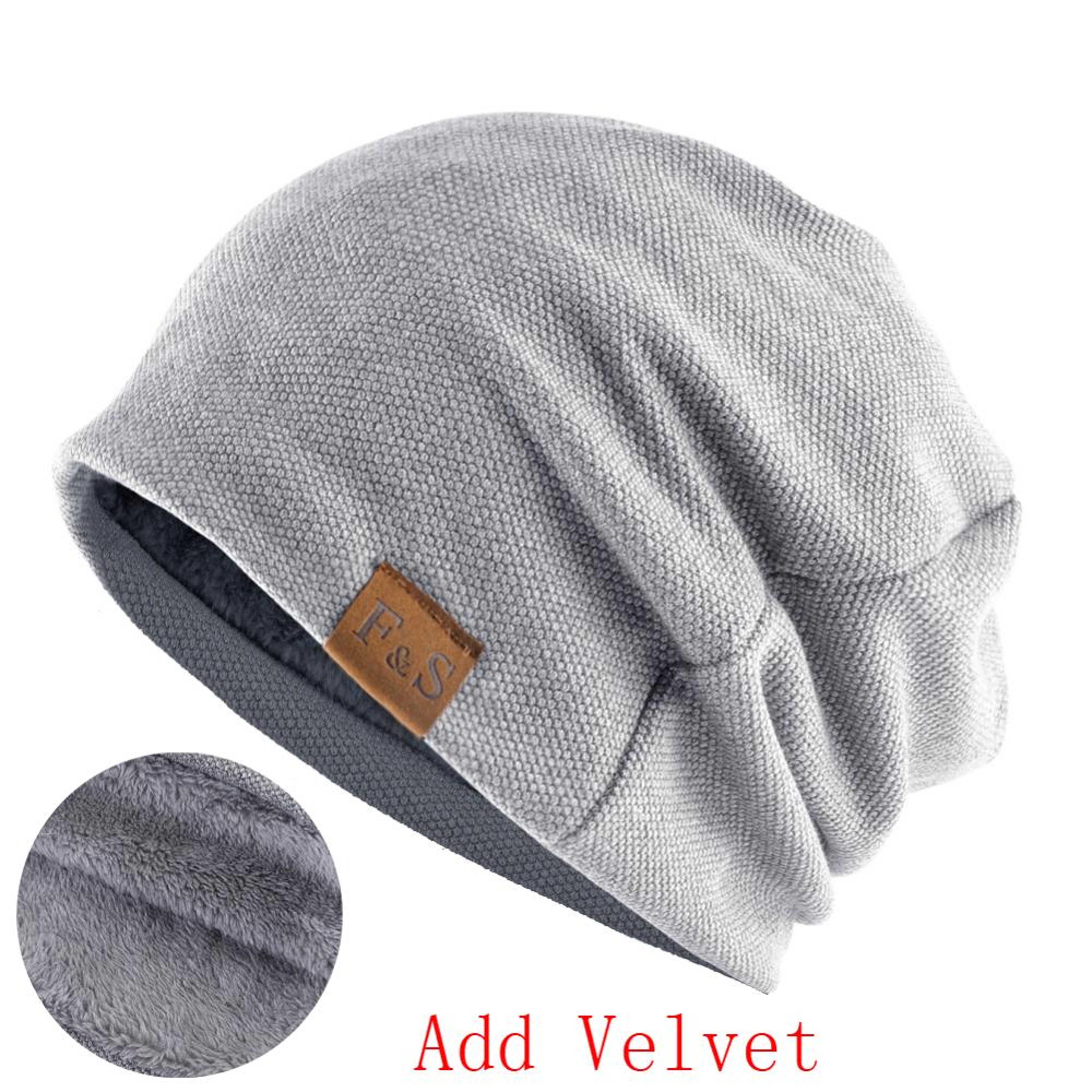 Winter Knitted Skullies Beanies Velvet Soft Turban Hats Fashion Bonnet Hat For Men And Women Hip Hop Beanie – view 8