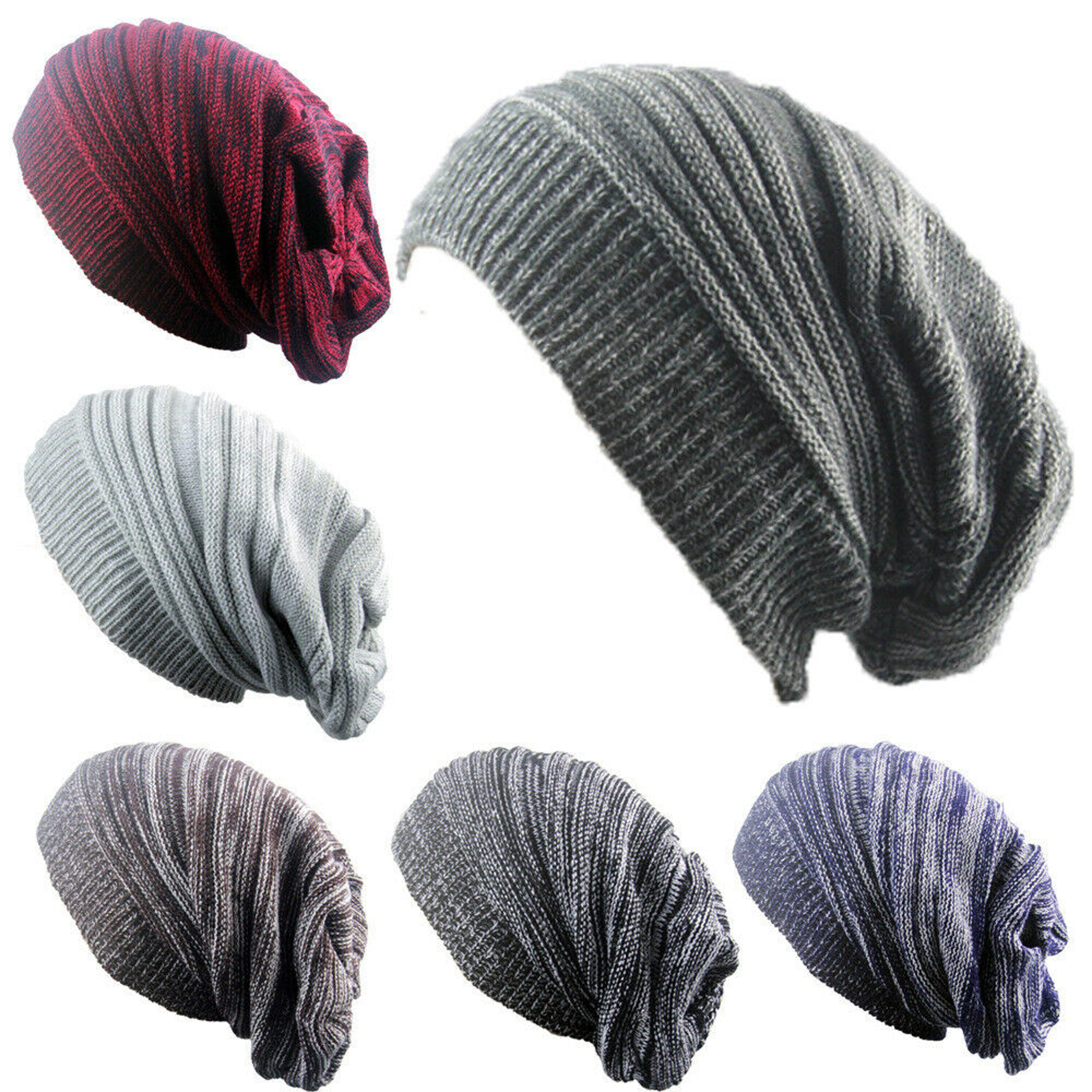 Winter Warm Cotton Striped Hat Scarf Beanies for Men and Women Loose Knit Gorro Headdress – view 2