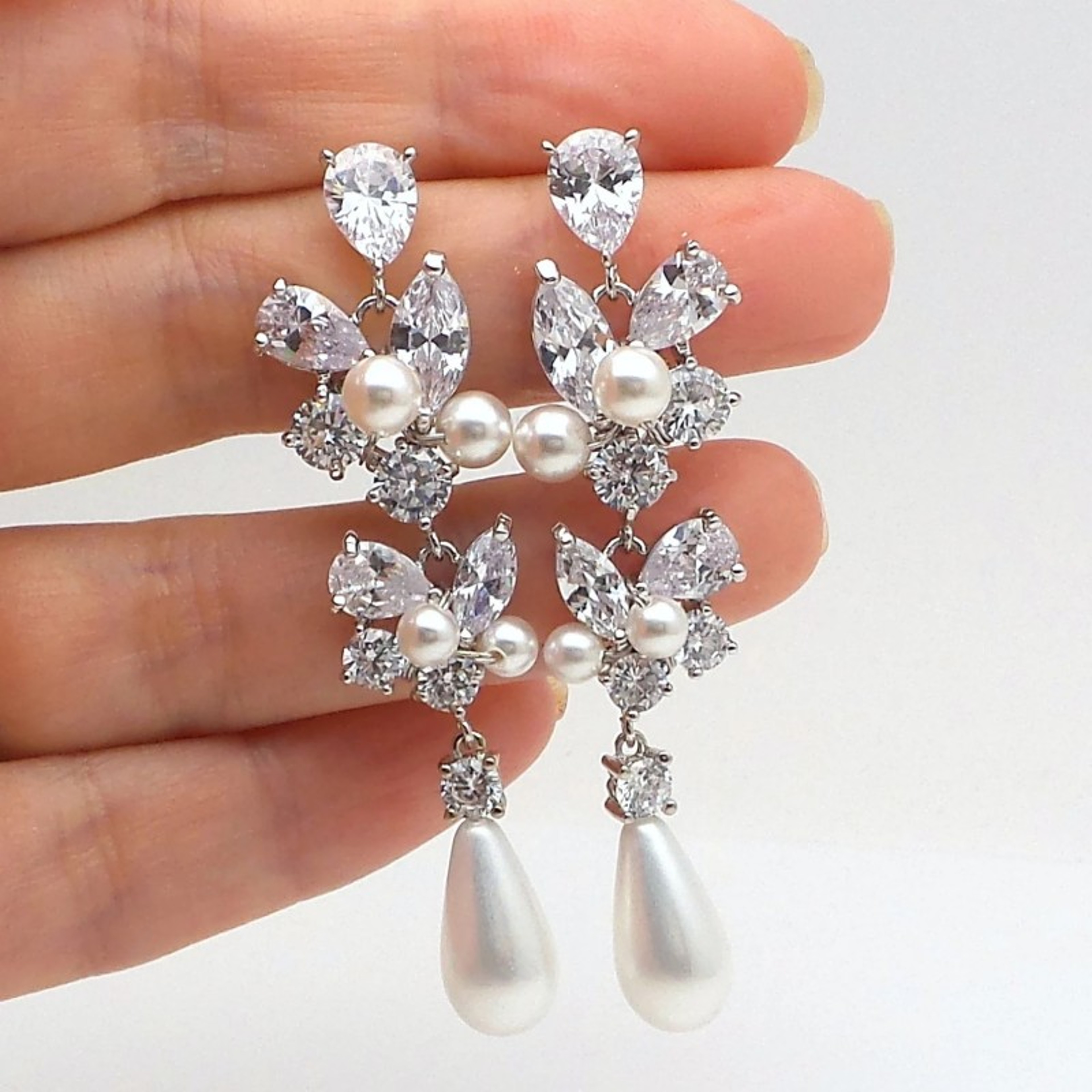 Huitan Aesthetic Bridal Imitation Pearl Dangle Earrings Luxury Trendy Engagement Wedding Ear Accessories for Women Newly Jewelry – view 2