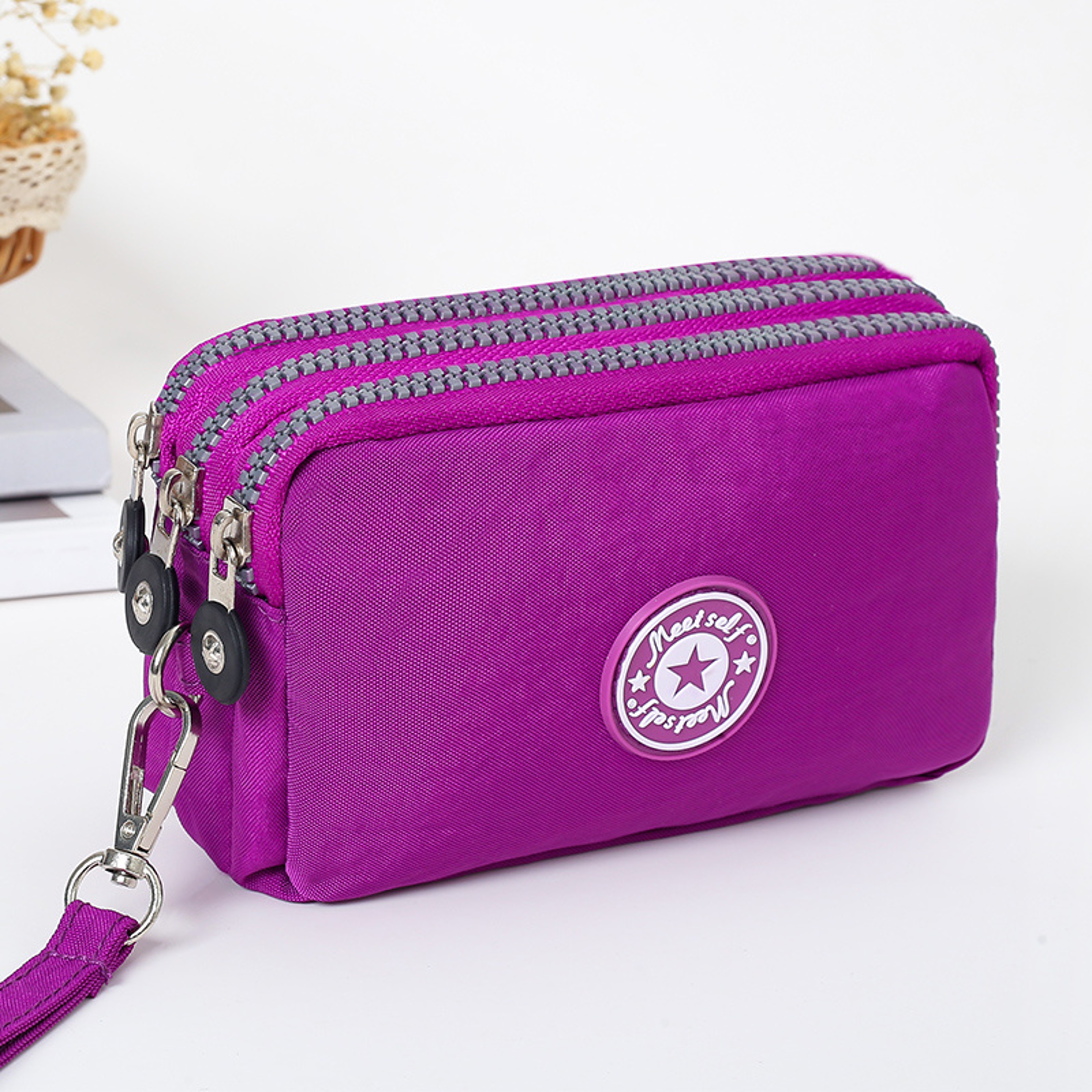 Fashion Hand Makeup WOMENS Bag Threelayer Zipper Mobile Phone Bag Waterproof Multilayer Pocket Bag 9