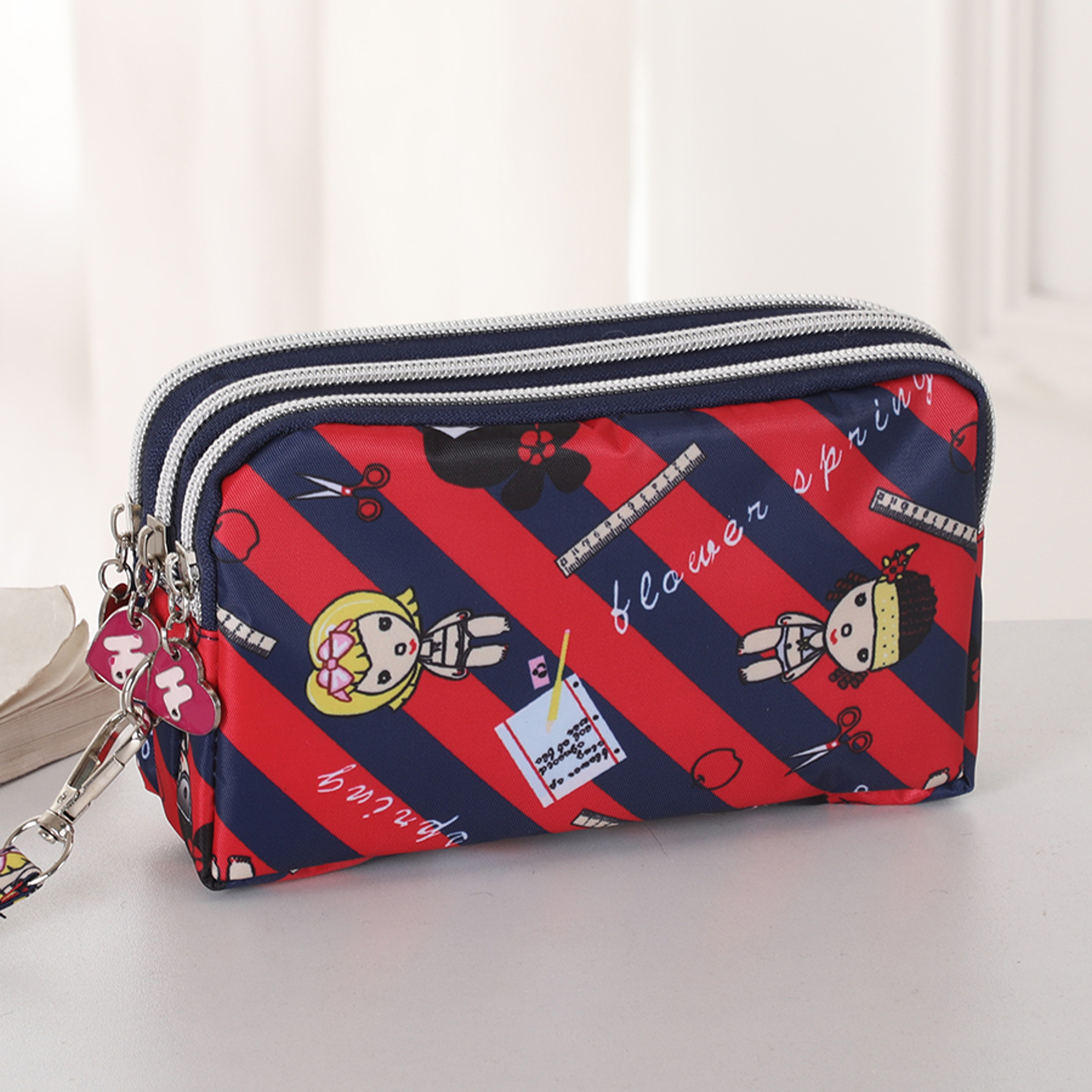 Fashion Hand Makeup WOMENS Bag Threelayer Zipper Mobile Phone Bag Waterproof Multilayer Pocket Bag 12
