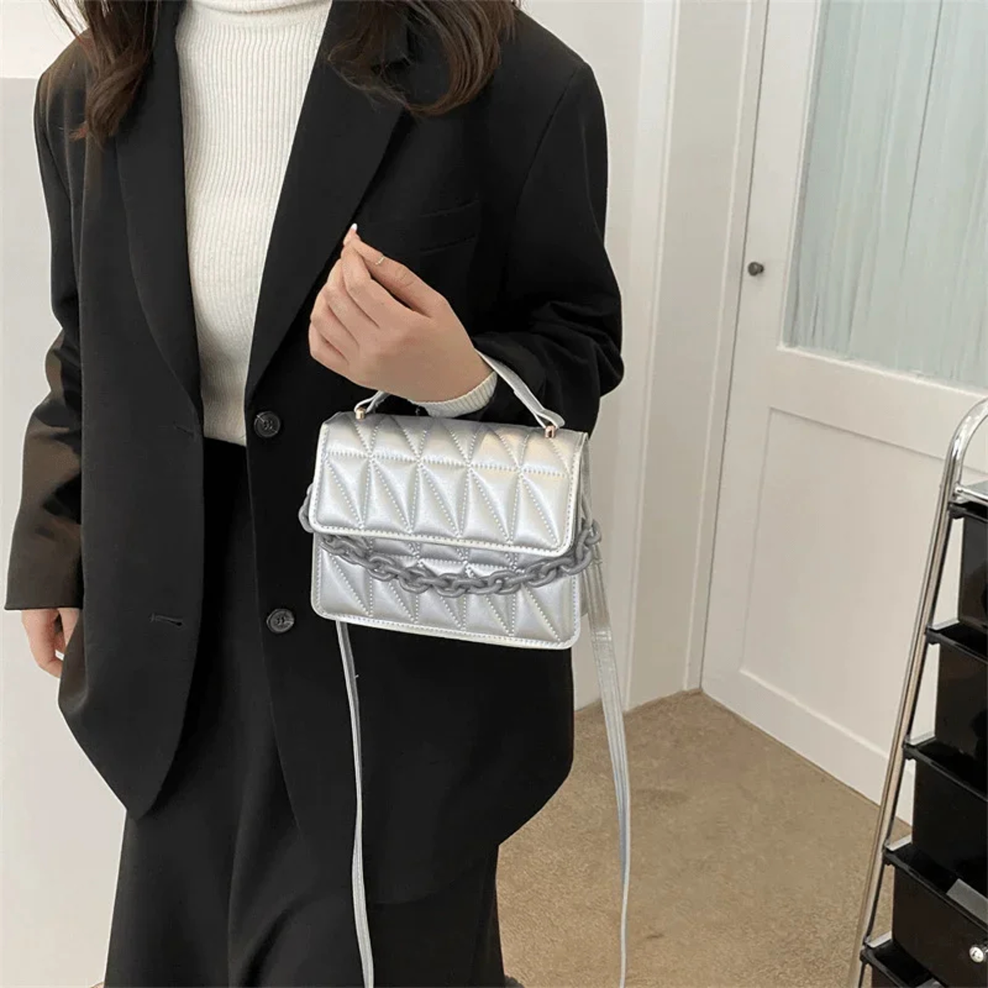 Small Casual Quilted Crossbody Bag with Magnetic Closure, Adjustable Strap, Daily Use Handbag for Women – view 4