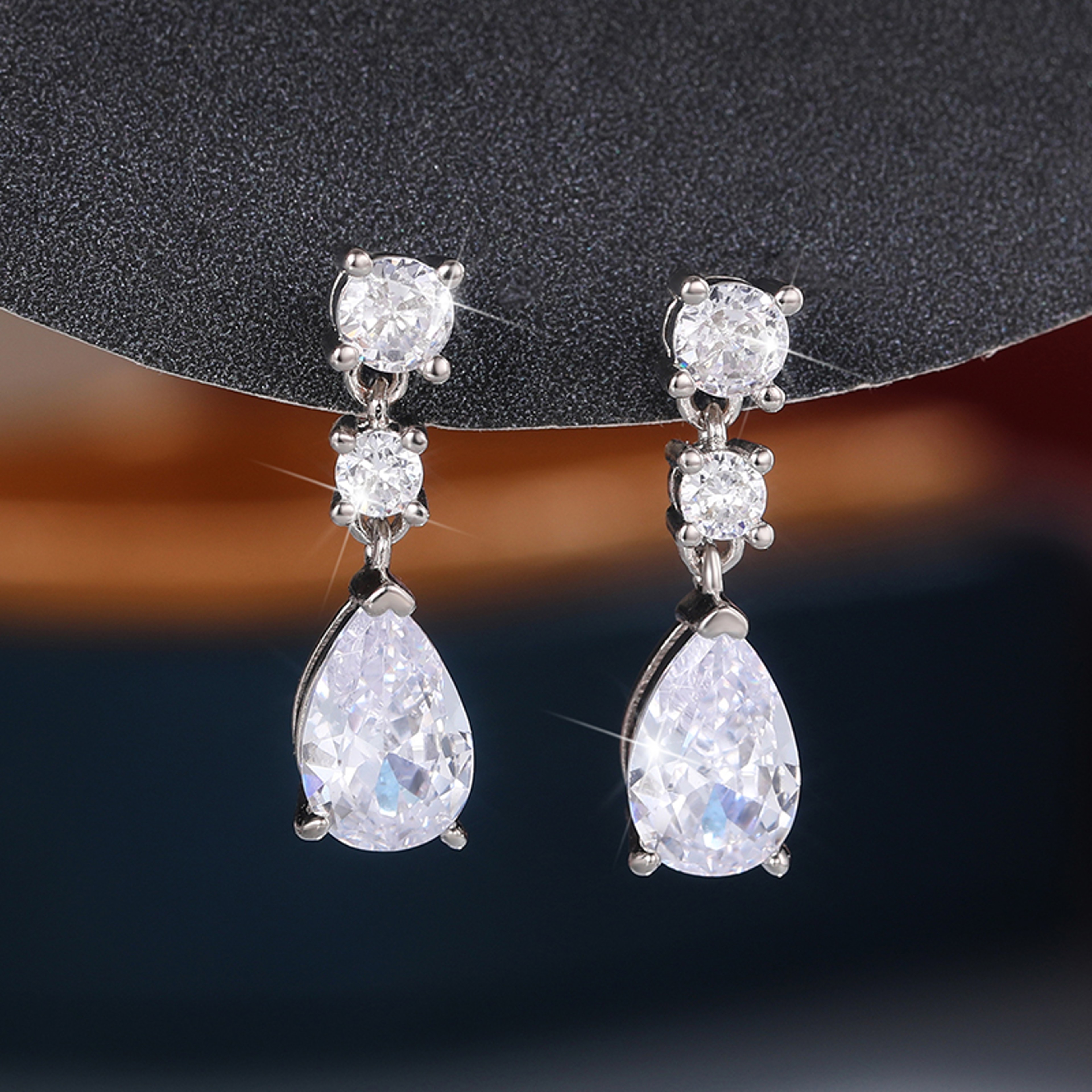 Huitan Women's Drop Earrings Silver Fashion Jewelry, Elegant Versatile Female Ear Accessories for Wholesale – view 3