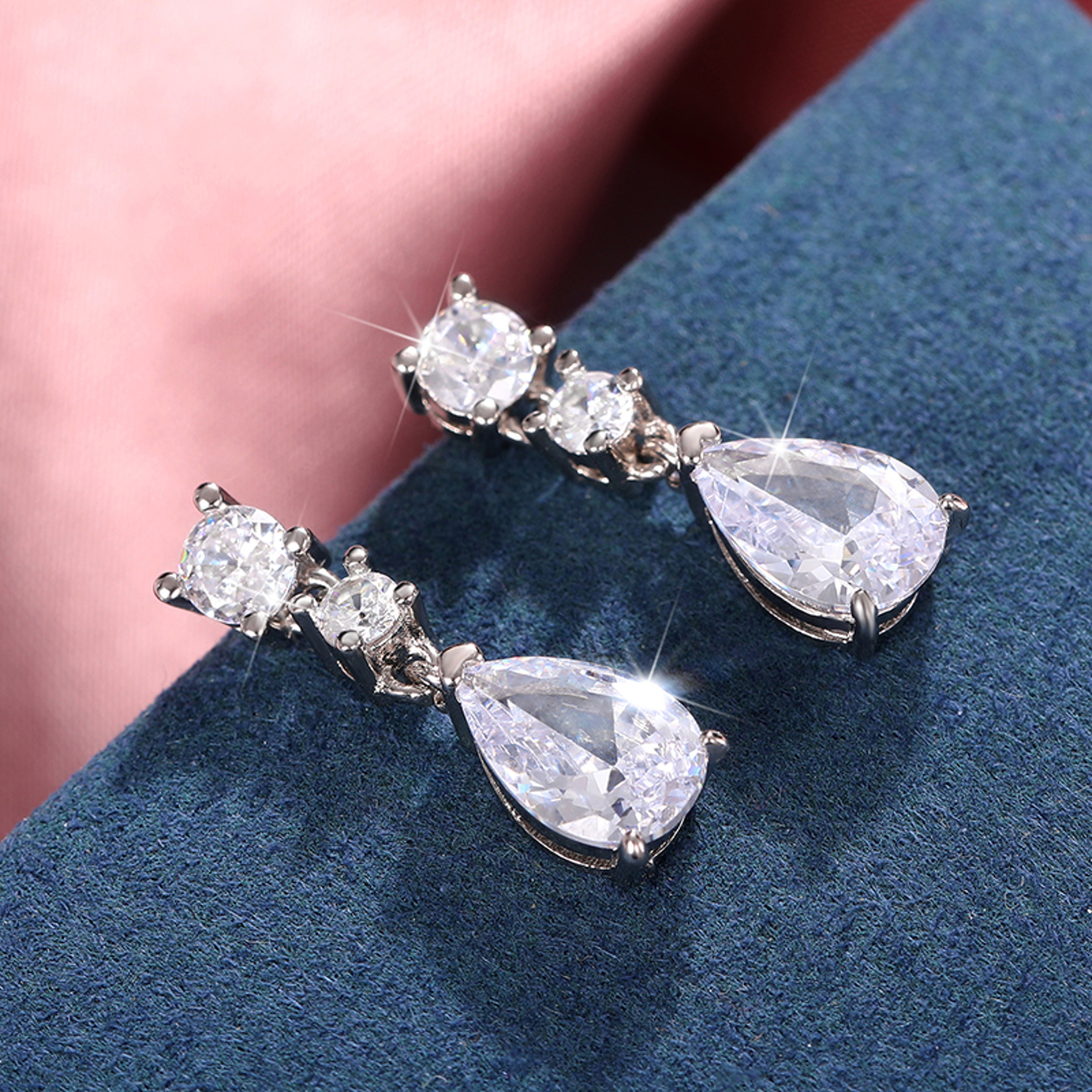 Huitan Women's Drop Earrings Silver Fashion Jewelry, Elegant Versatile Female Ear Accessories for Wholesale – view 5