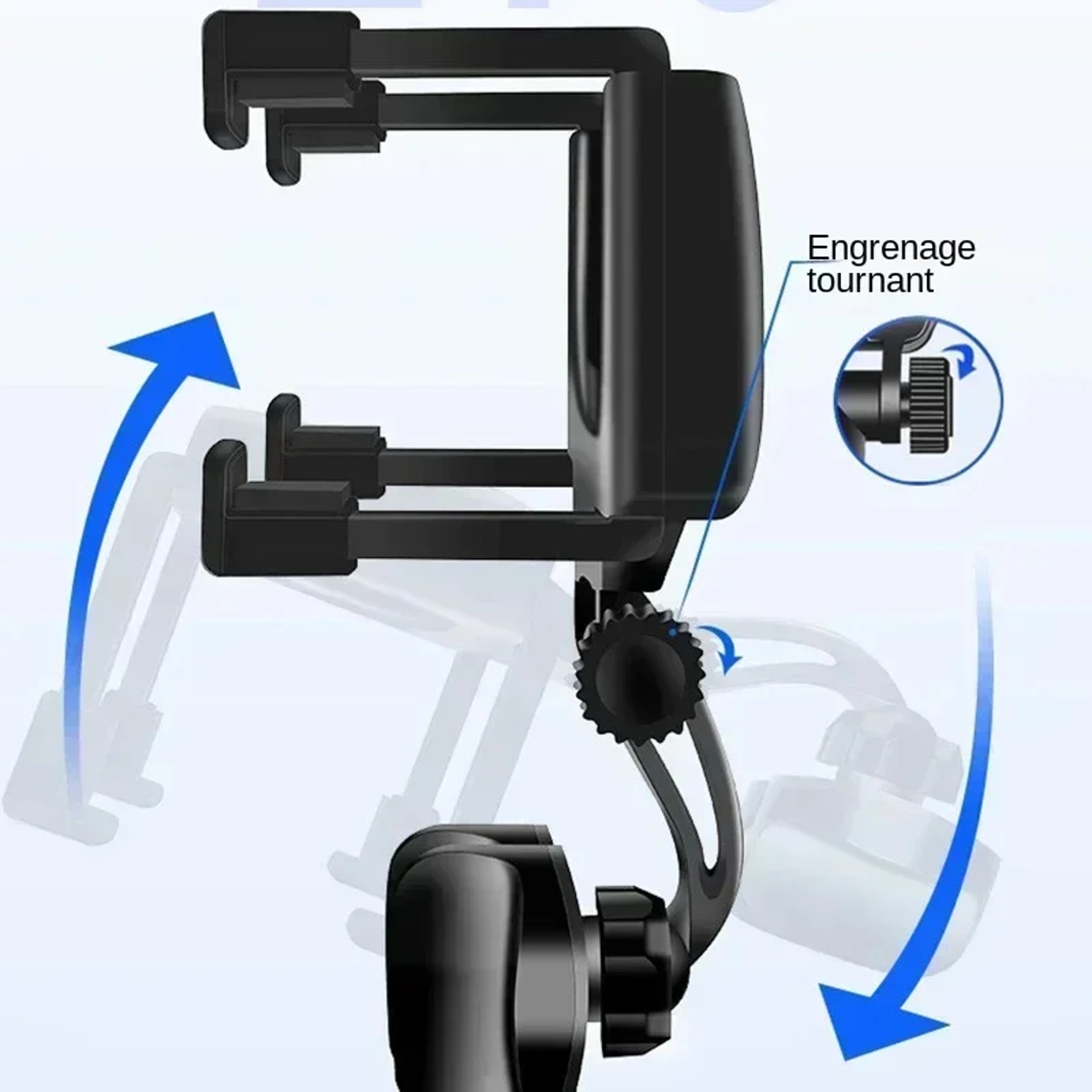 Rotation Car Phone Holder Rearview Mirror Mount Adjustable Clip For GPS Navigation Video Calls Univ 0