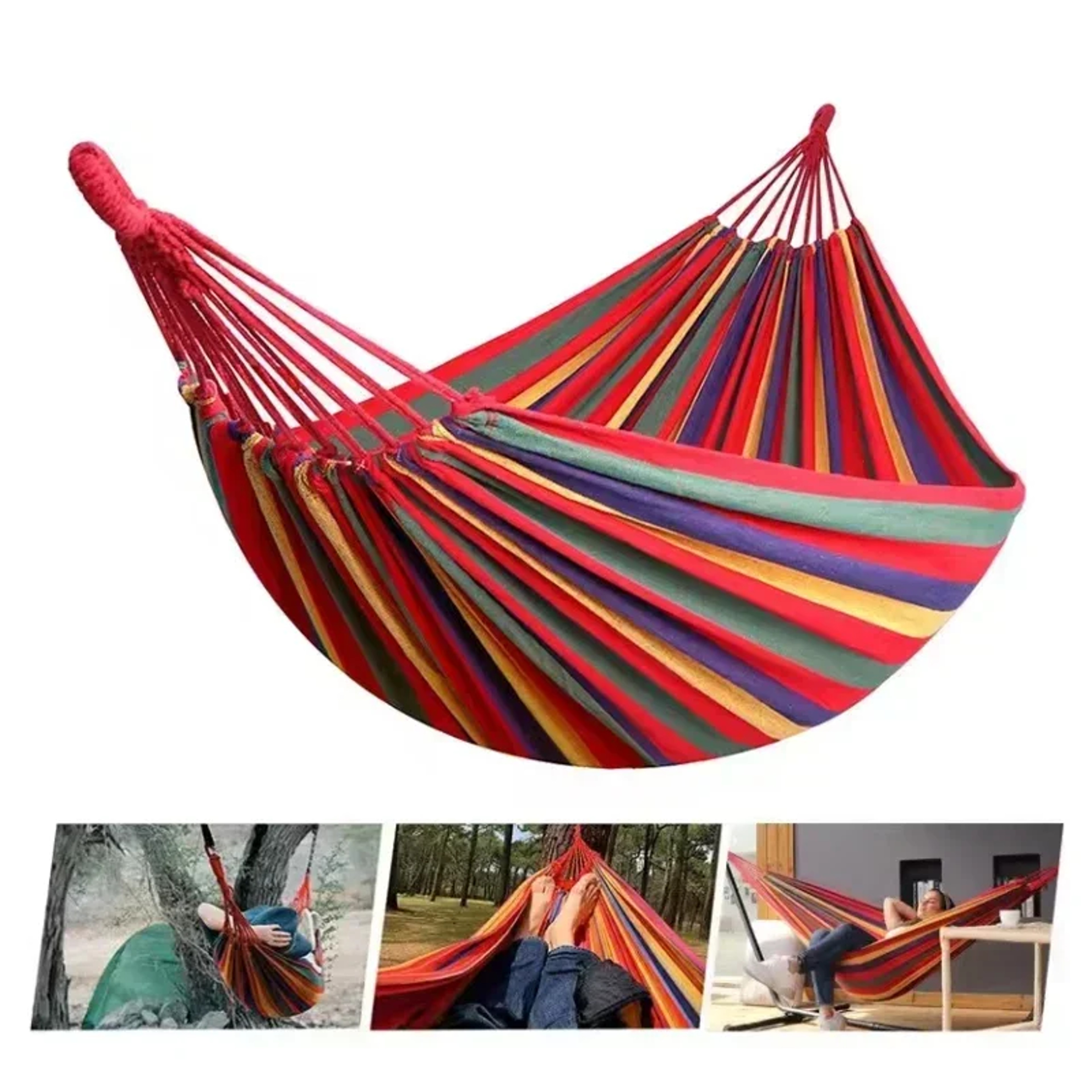 Thick Canvas Outdoor Portable Swing Hammock For Camping Lounging  Sleeping 0