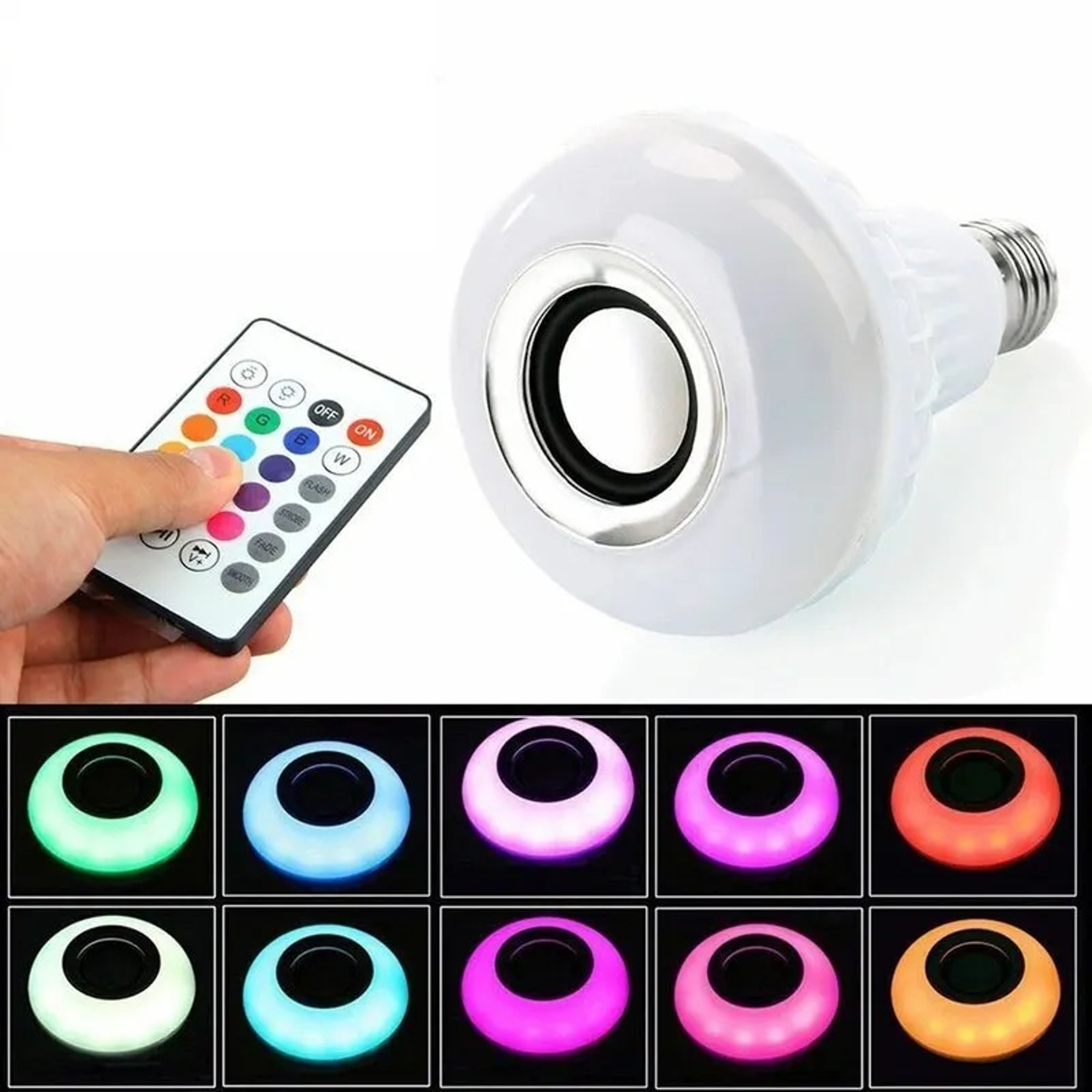 Color Changing LED Bluetooth Speaker Lamp, Smart Light Bulb with Remote Control for Mood Lighting – view 2