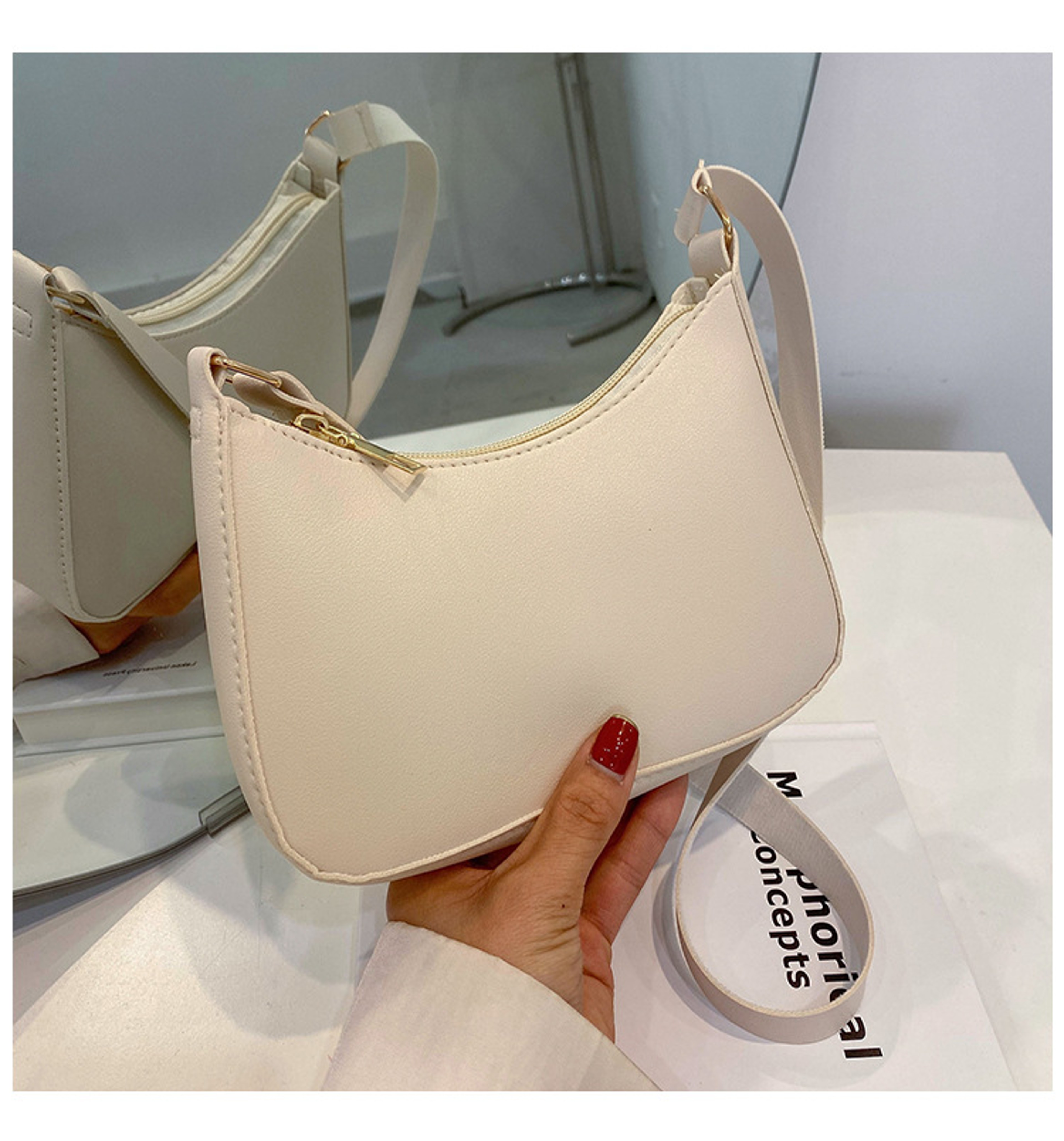 Retro Hong Kong Style Fashion Portable Handbag Underarm Shoulder Bag Advanced Handbags Shoulder Bag – view 12